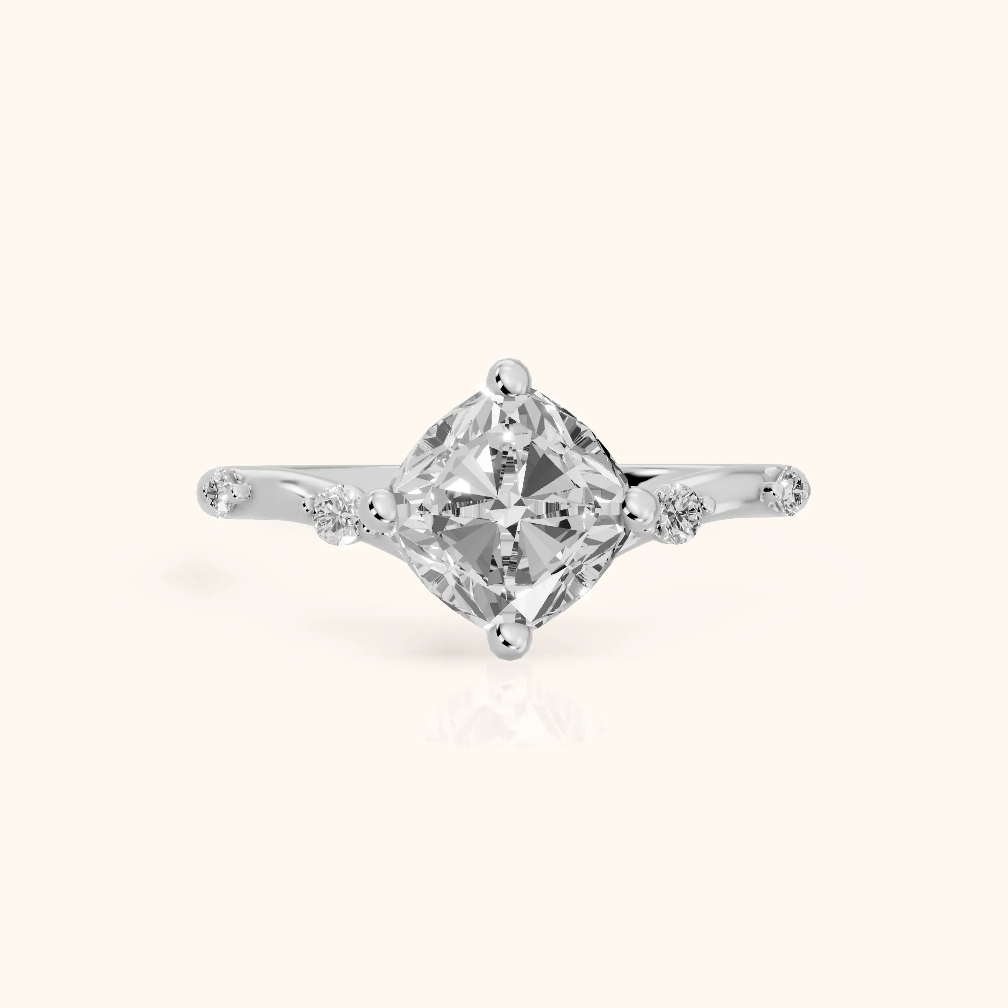 Klara Chevron Cushion Diamond Engagement Ring in Silver — view 1
