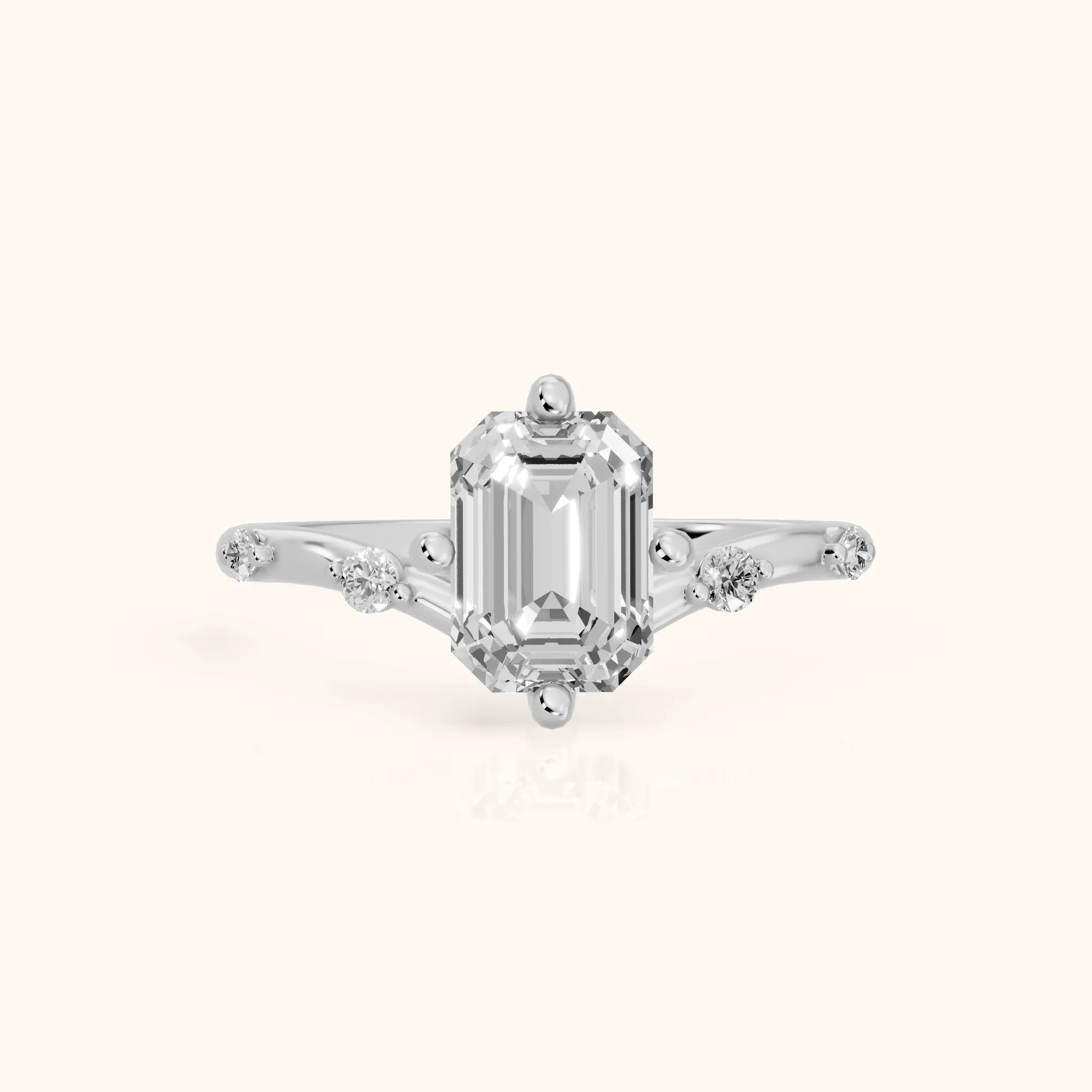 Klara Chevron Emerald Diamond Engagement Ring in Platinum — view 1