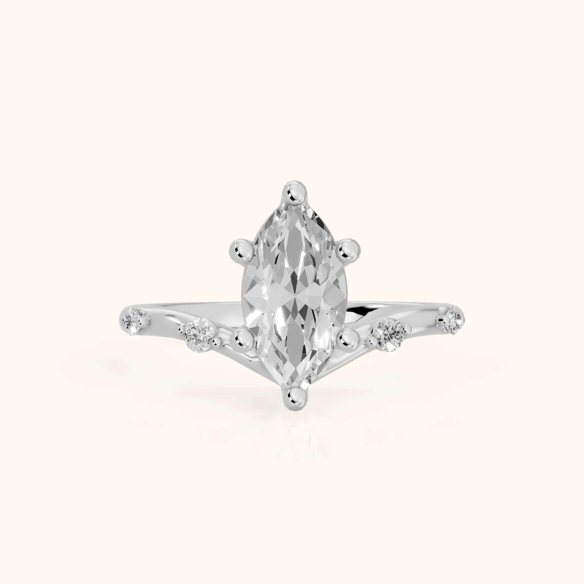 Klara Chevron Marquise Diamond Engagement Ring in Platinum — view 1