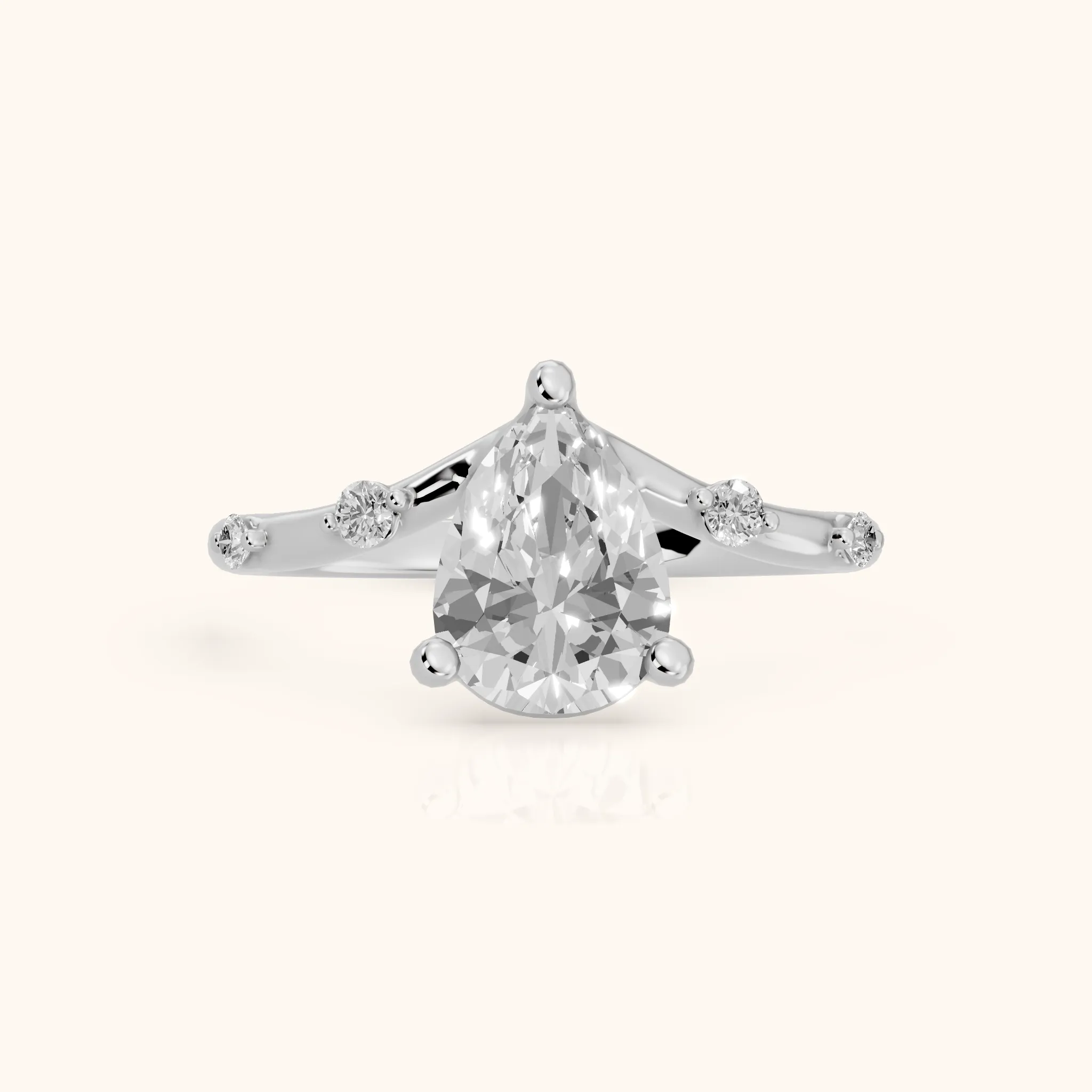 Klara Chevron Pear Diamond Engagement Ring in Silver — view 1
