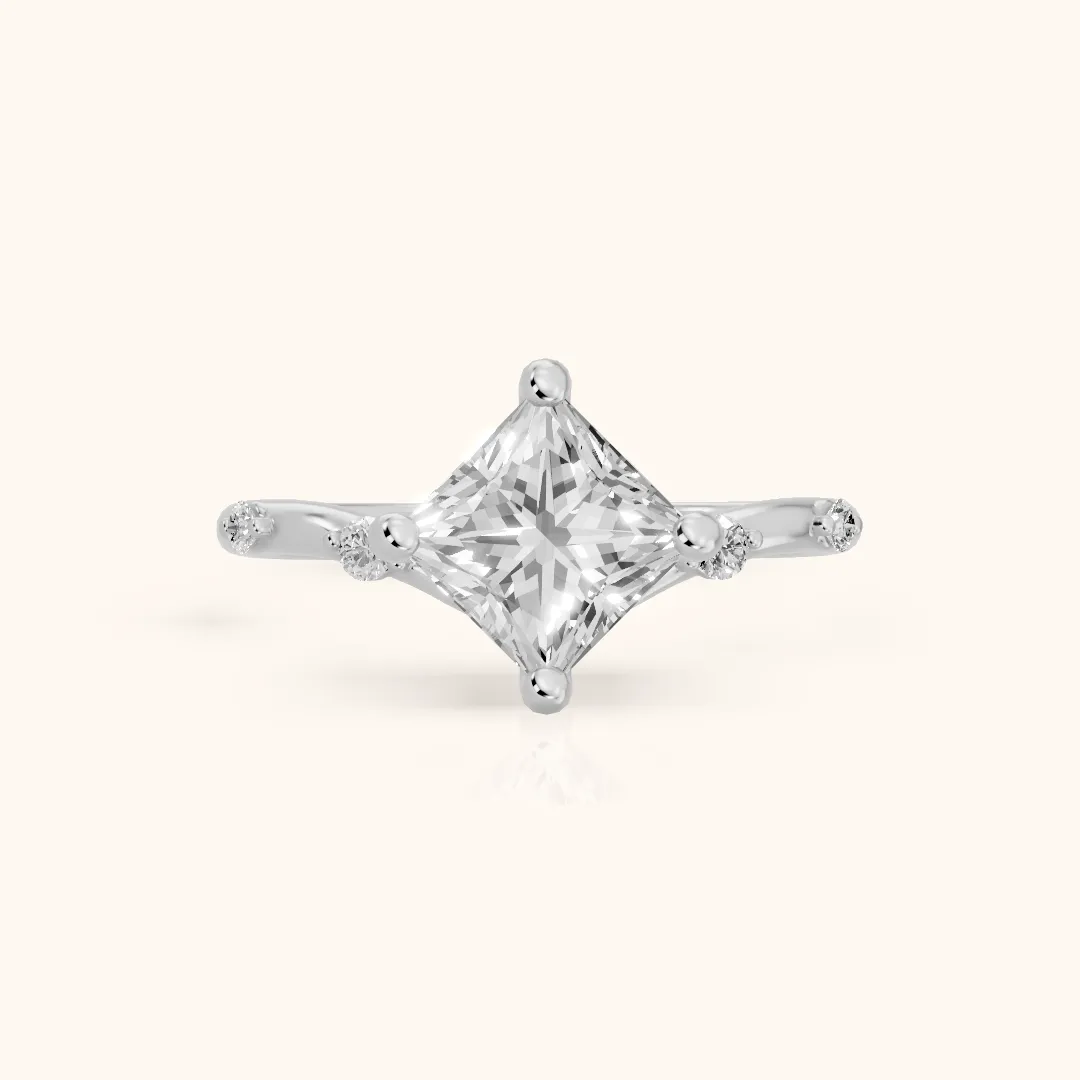 Klara Chevron Princess Diamond Engagement Ring in White Gold — view 2