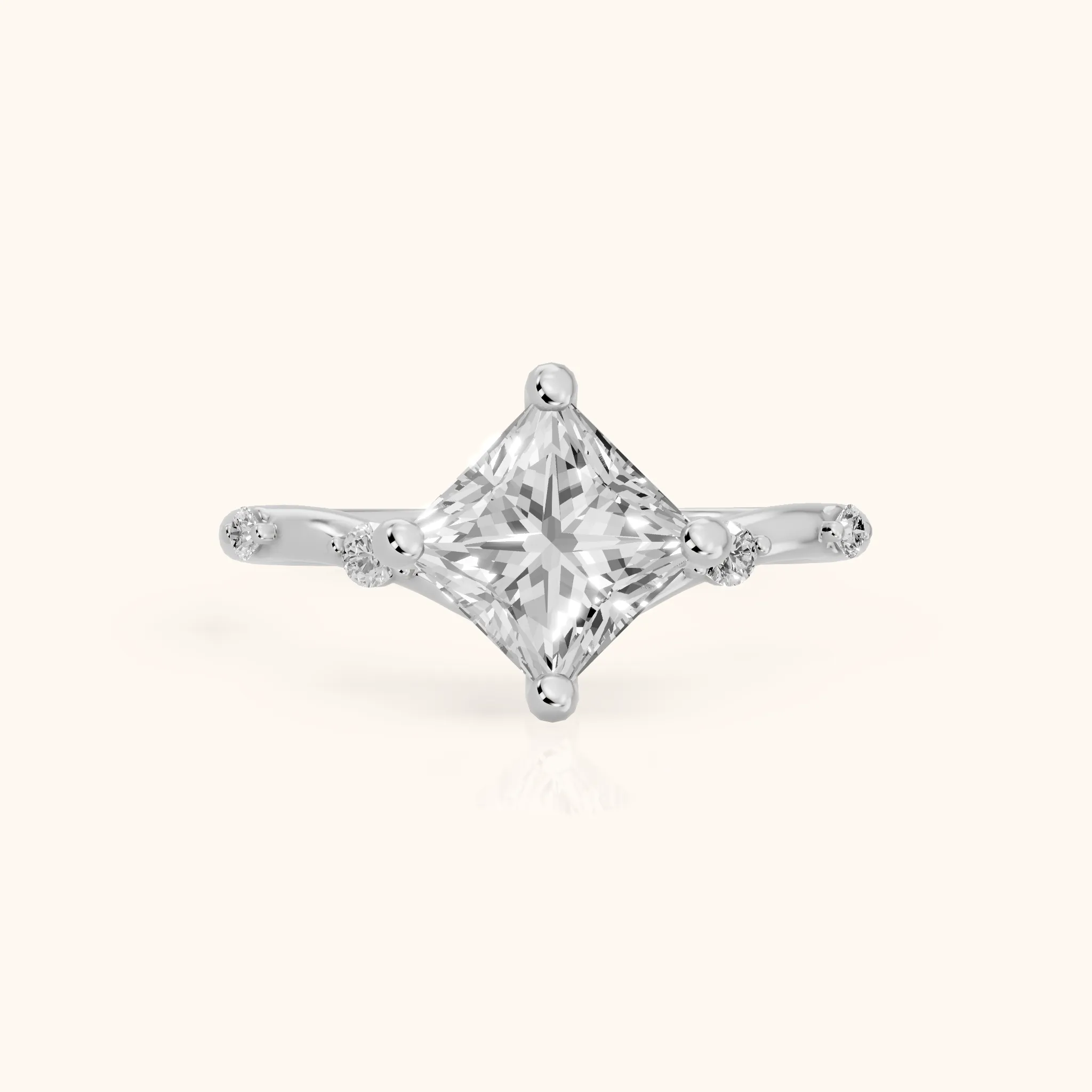 Klara Chevron Princess Diamond Engagement Ring in White Gold — view 1
