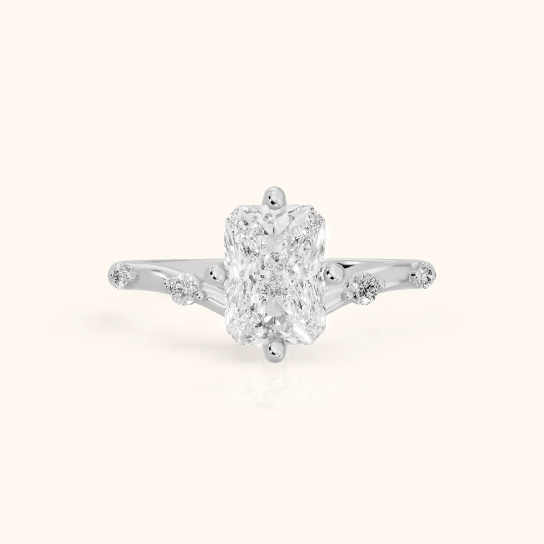 Klara Chevron Radiant Diamond Engagement Ring in Silver — view 2