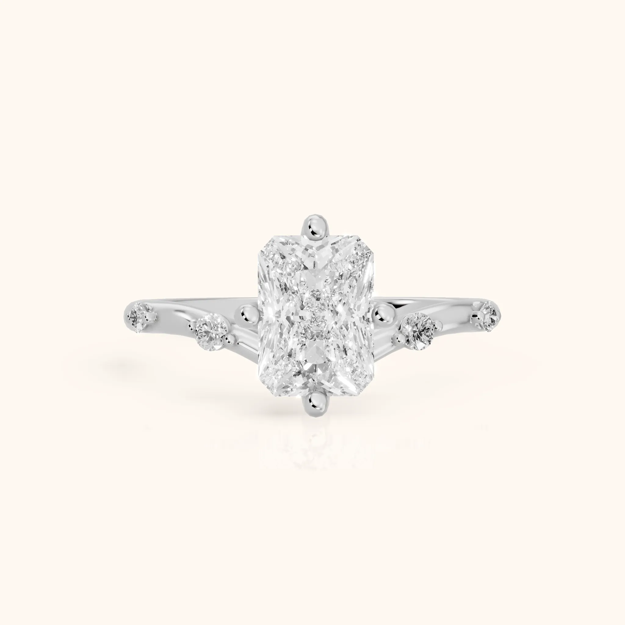 Klara Chevron Radiant Diamond Engagement Ring in Silver — view 1