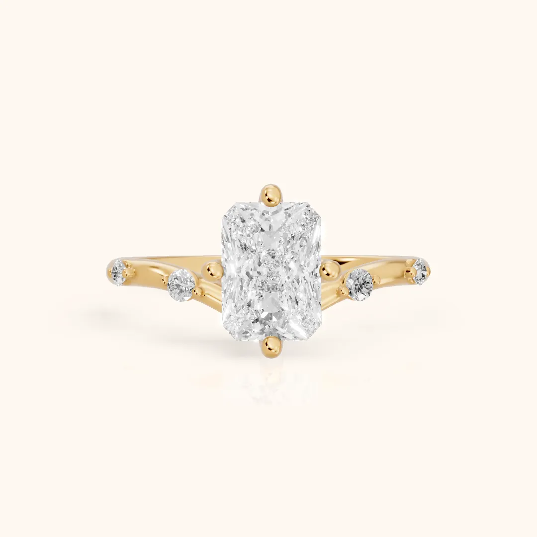 Klara Chevron Radiant Diamond Engagement Ring in Yellow Gold — view 2