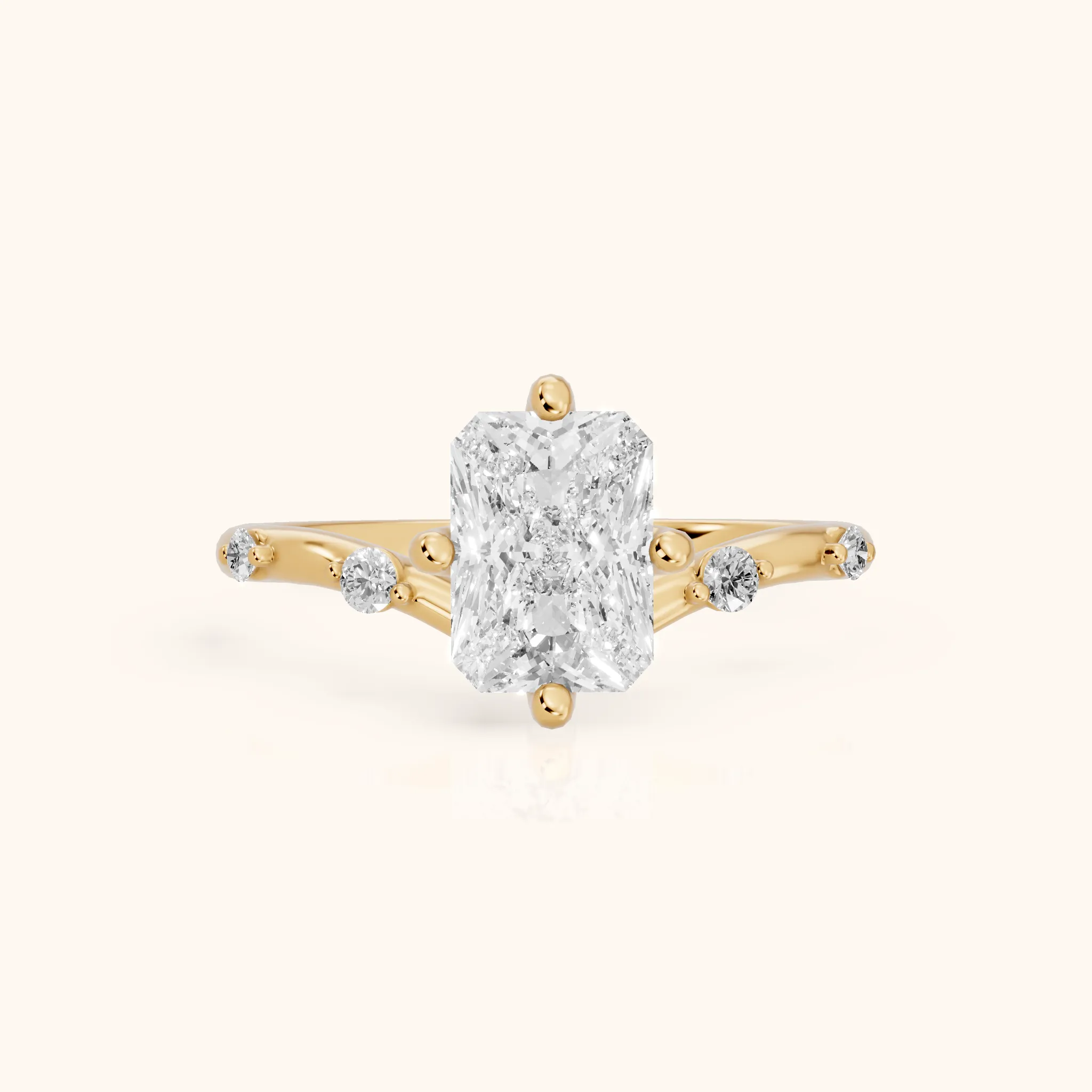 Klara Chevron Radiant Diamond Engagement Ring in Yellow Gold — view 1