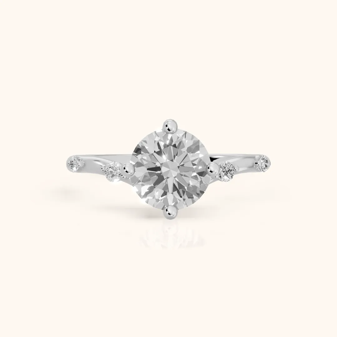 Klara Chevron Round Diamond Engagement Ring in Silver — view 2