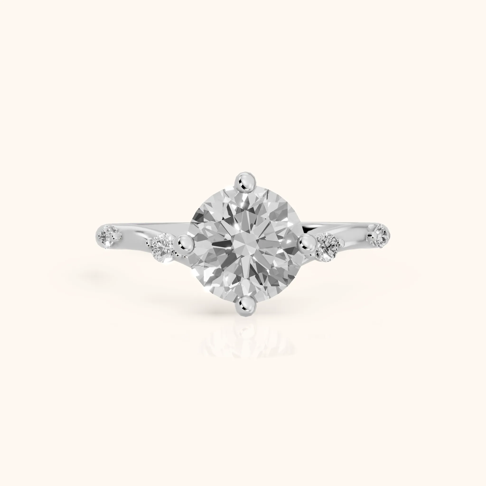Klara Chevron Round Diamond Engagement Ring in Silver — view 1
