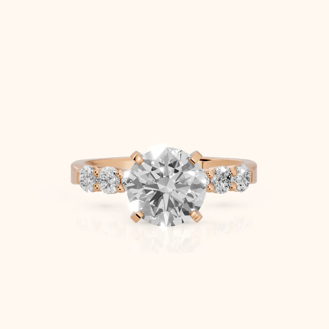 Lise Graduated Seven-Stone Round Diamond Engagement Ring in Rose Gold — view 2