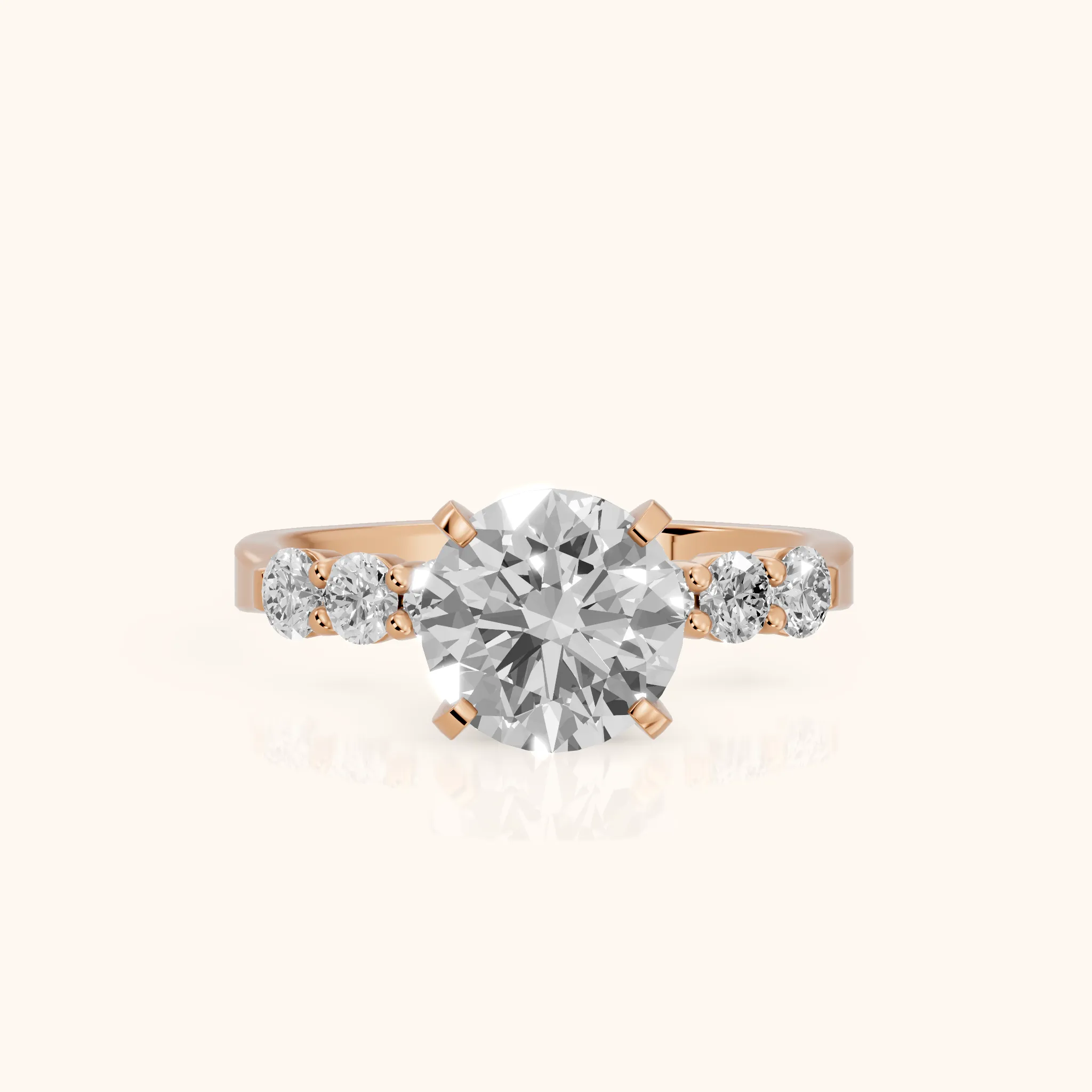 Lise Graduated Seven-Stone Round Diamond Engagement Ring in Rose Gold — view 1