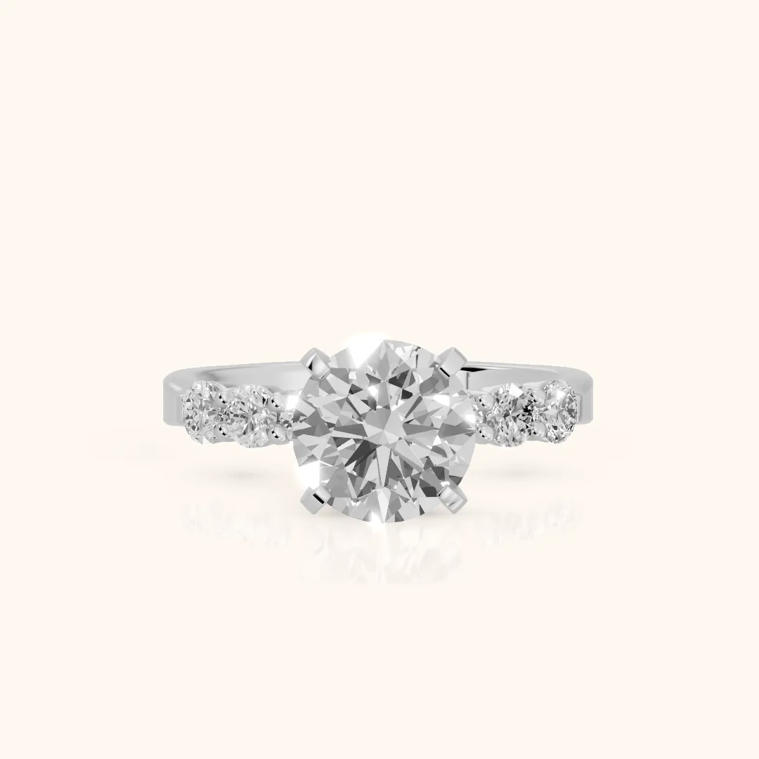 Lise Graduated Seven-Stone Round Diamond Engagement Ring in Platinum — view 2