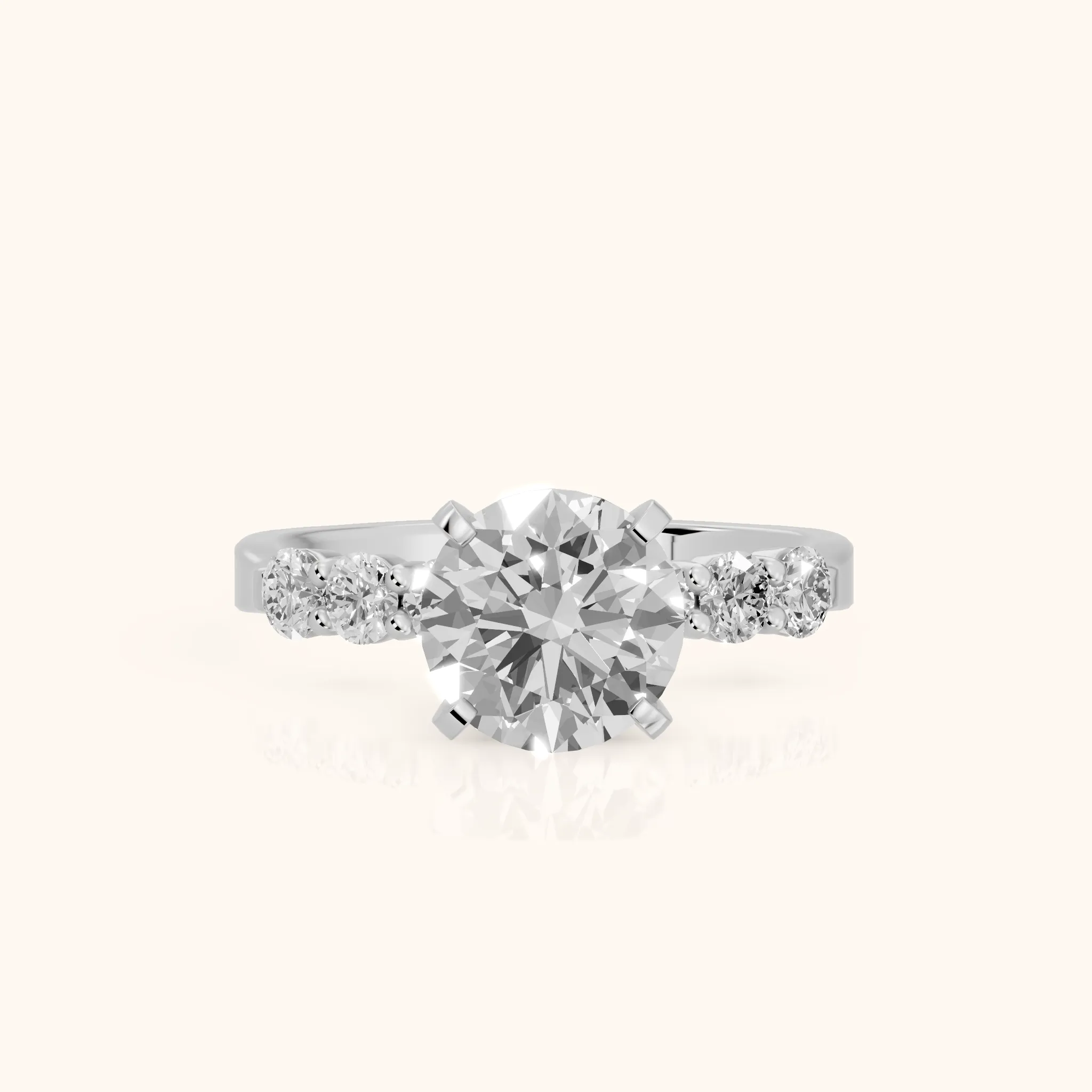 Lise Graduated Seven-Stone Round Diamond Engagement Ring in Platinum — view 1