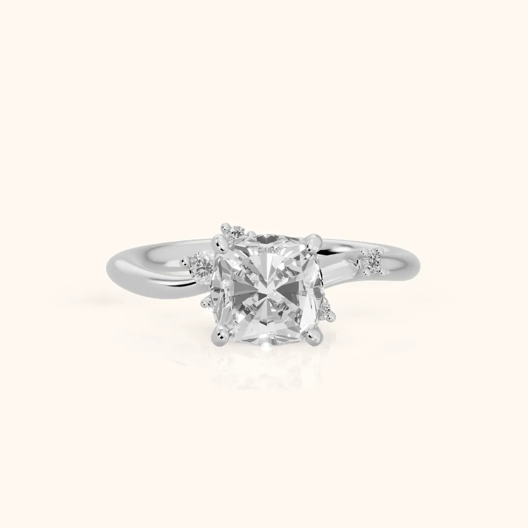 Yvette Bypass Cushion Diamond Engagement Ring in Silver — view 2