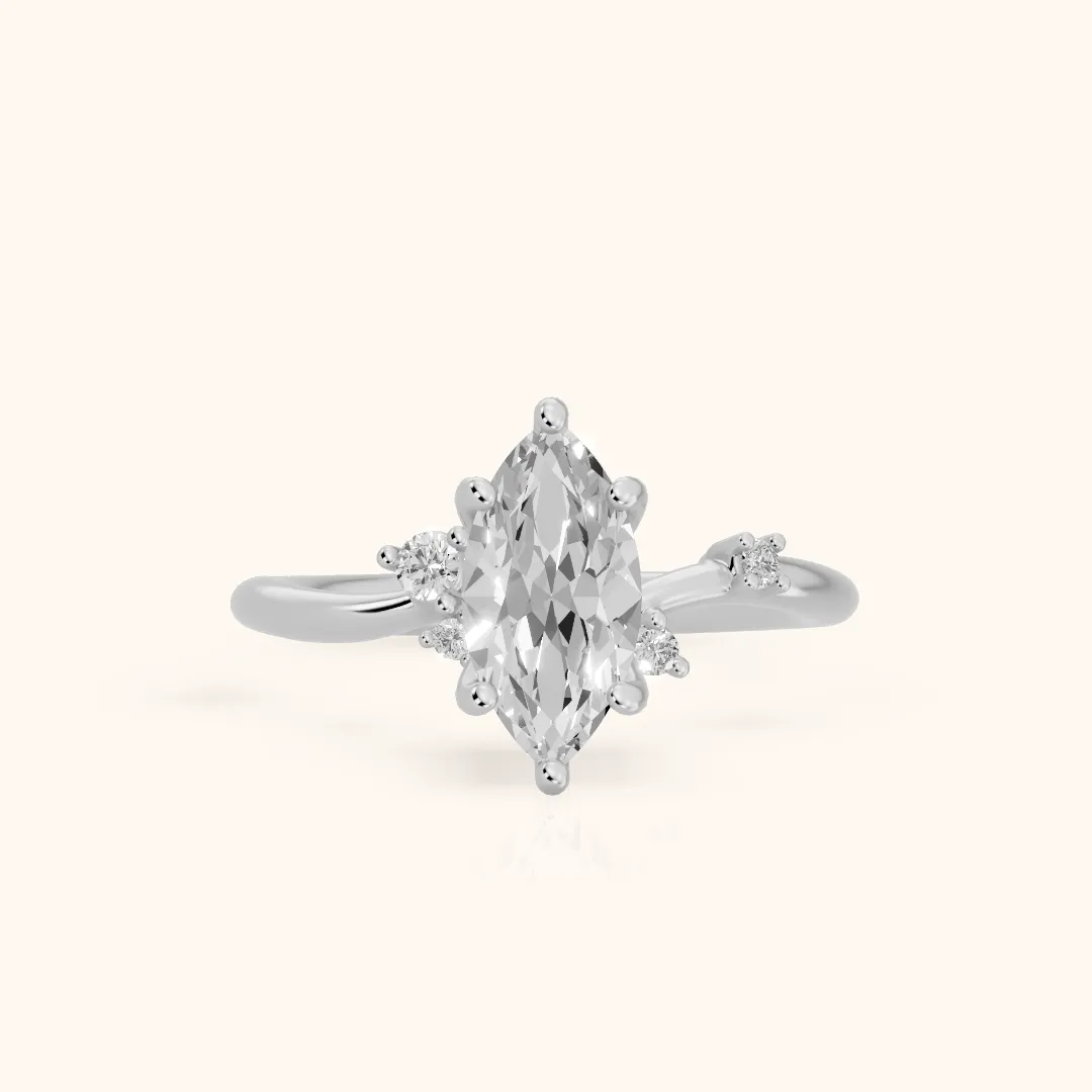 Yvette Bypass Marquise Diamond Engagement Ring in Platinum — view 2