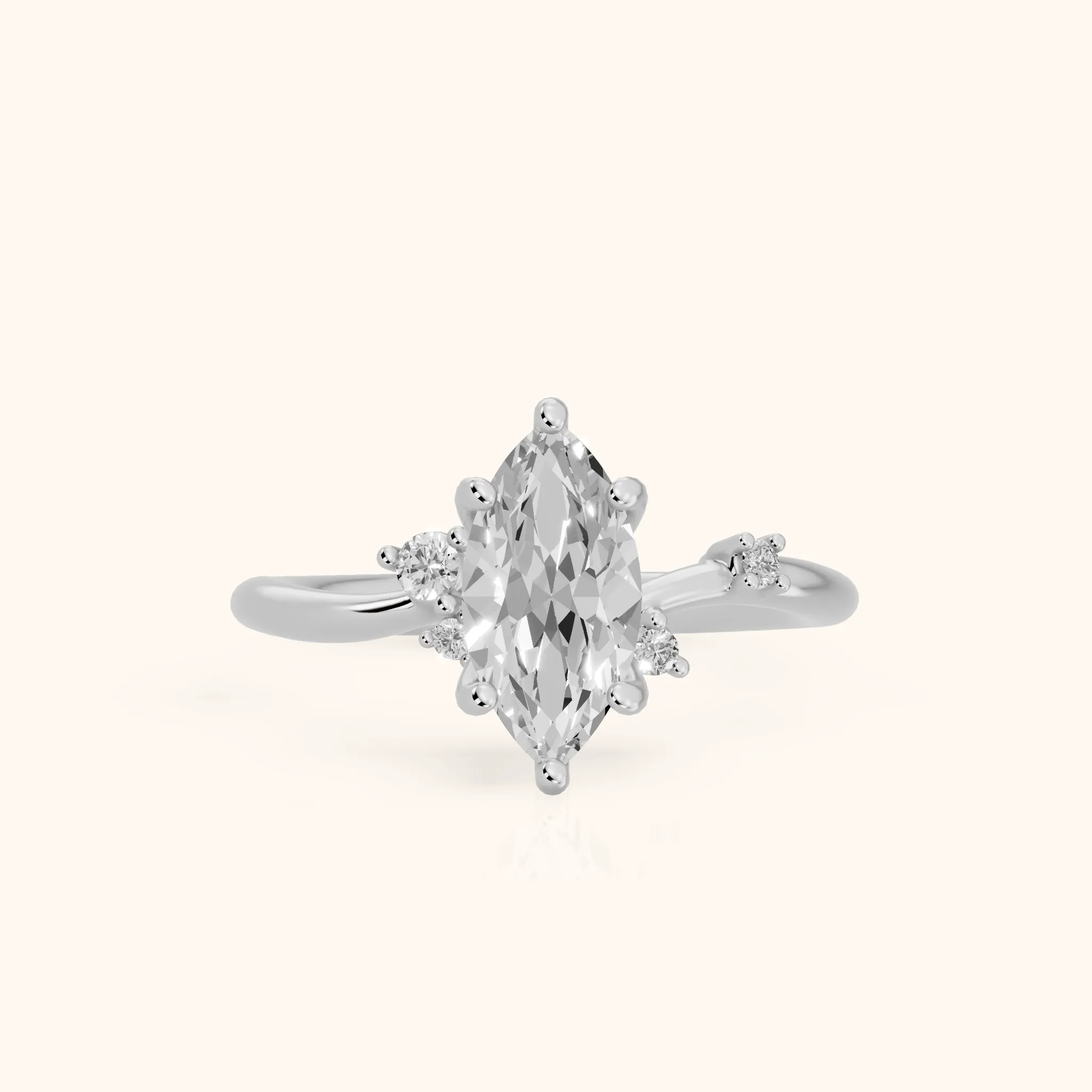 Yvette Bypass Marquise Diamond Engagement Ring in Platinum — view 1