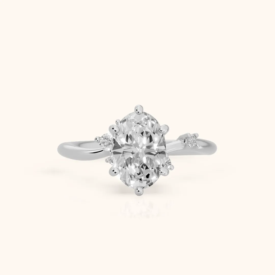 Yvette Bypass Oval Diamond Engagement Ring in Platinum — view 2
