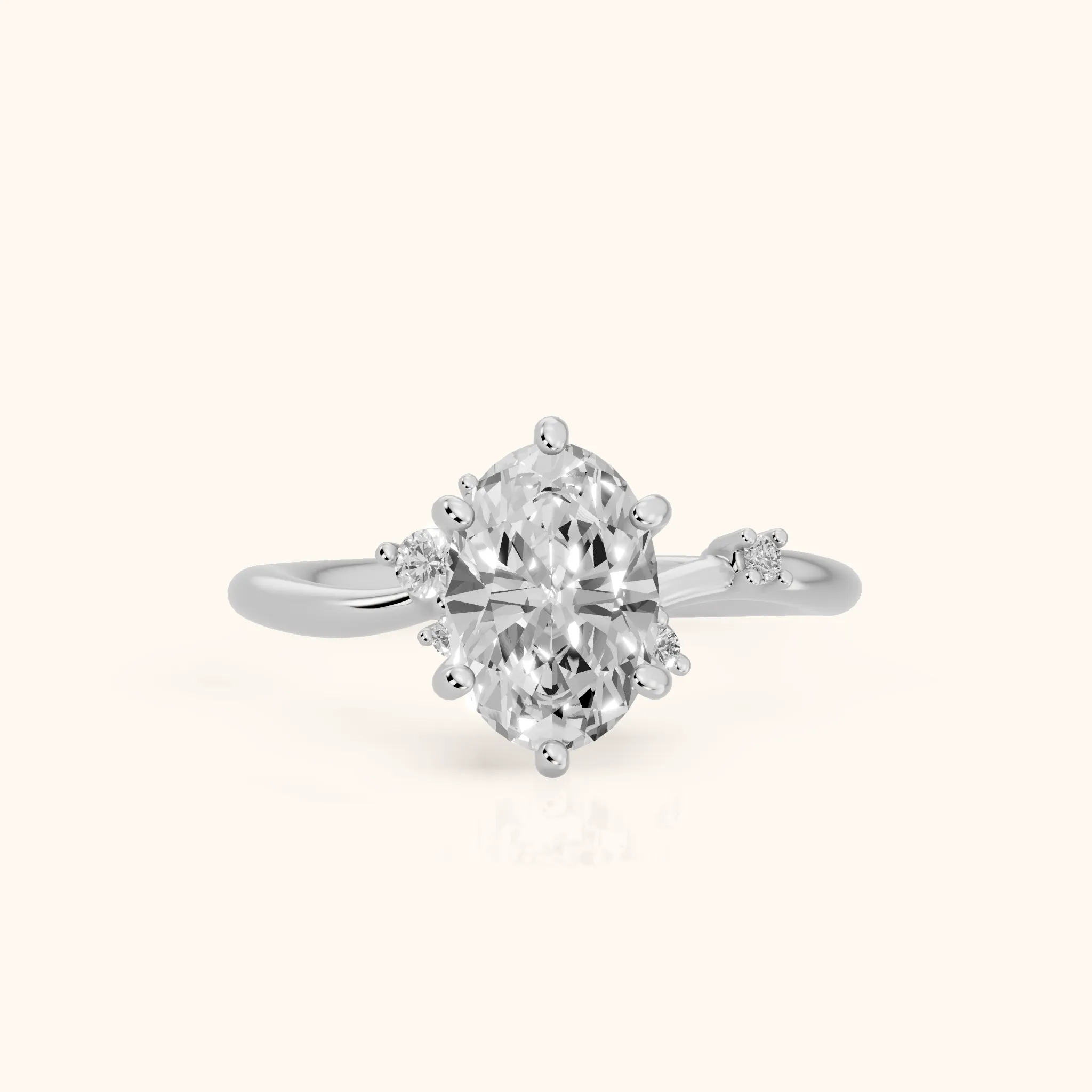 Yvette Bypass Oval Diamond Engagement Ring in Platinum — view 1