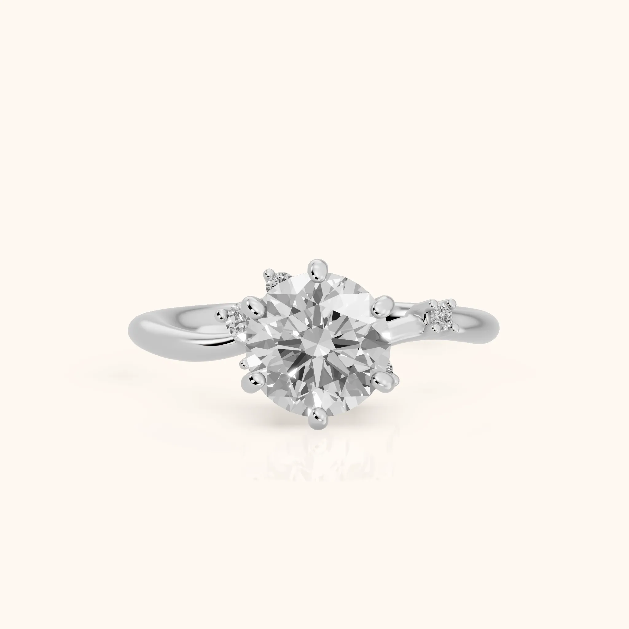 Yvette Bypass Round Diamond Engagement Ring in Silver — view 1
