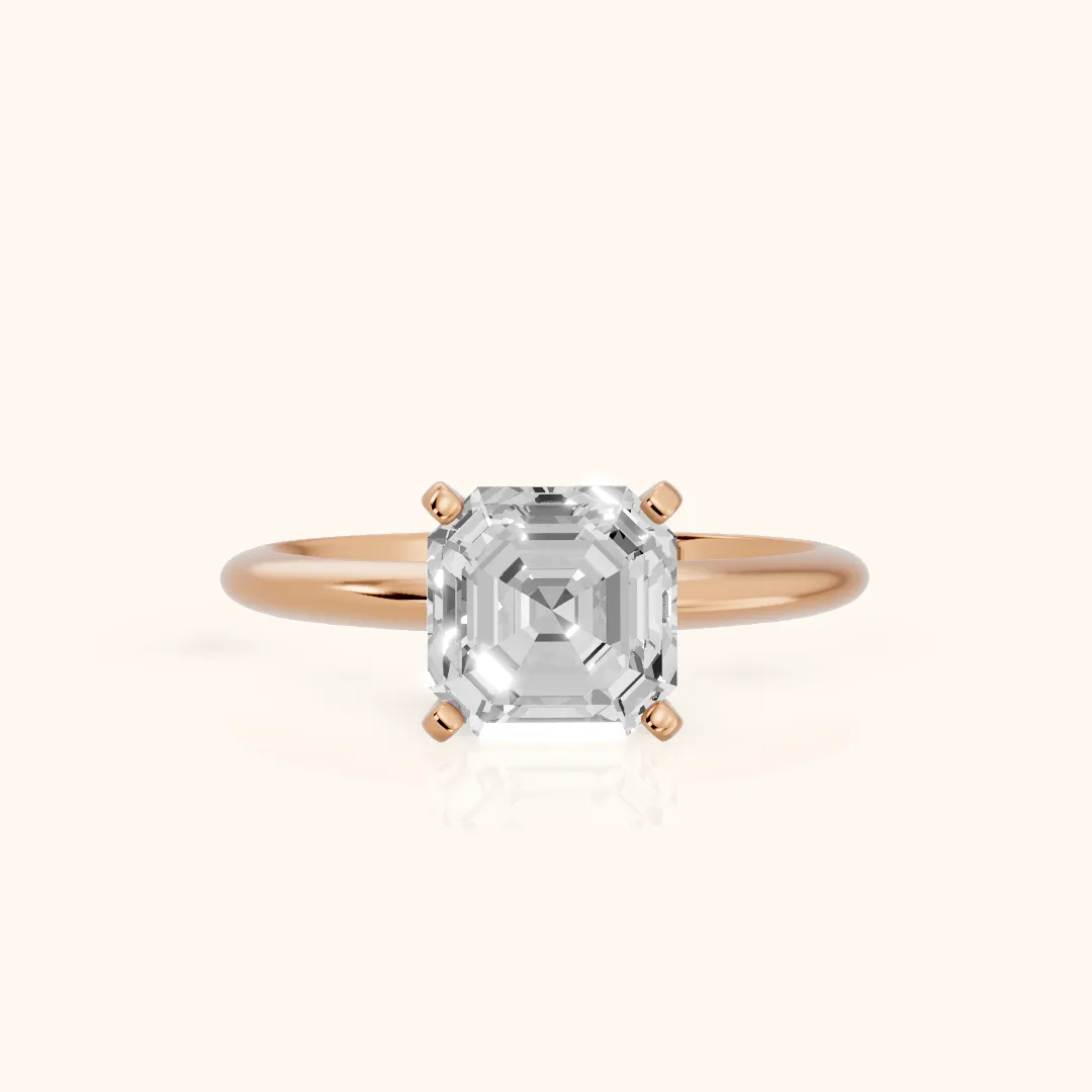 Giulia Solitaire Asscher Diamond Engagement Ring in Rose Gold — view 2