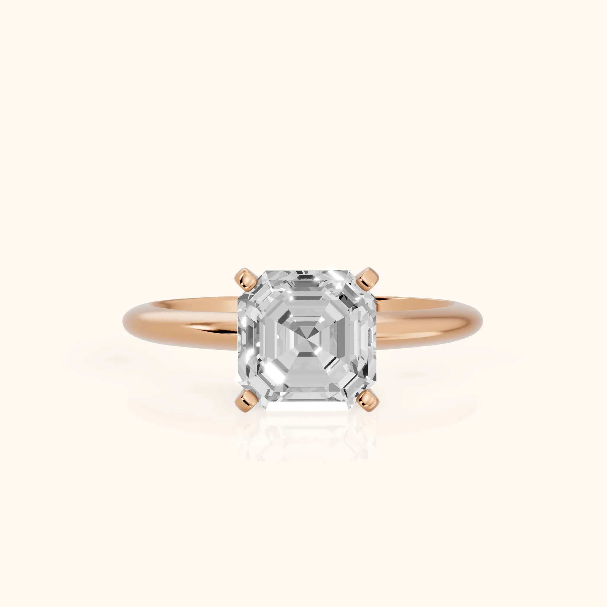 Giulia Solitaire Asscher Diamond Engagement Ring in Rose Gold — view 1