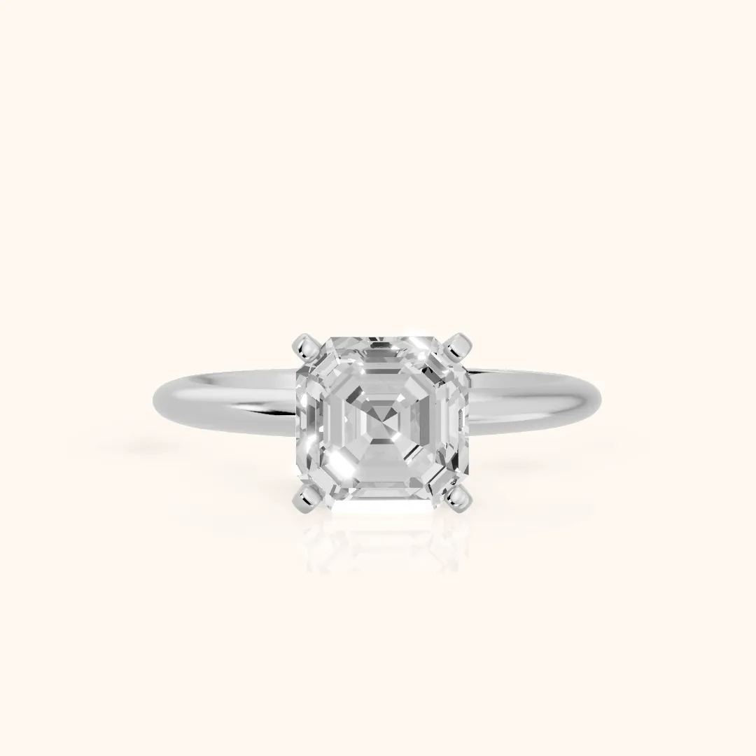 Giulia Solitaire Asscher Diamond Engagement Ring in Silver — view 2