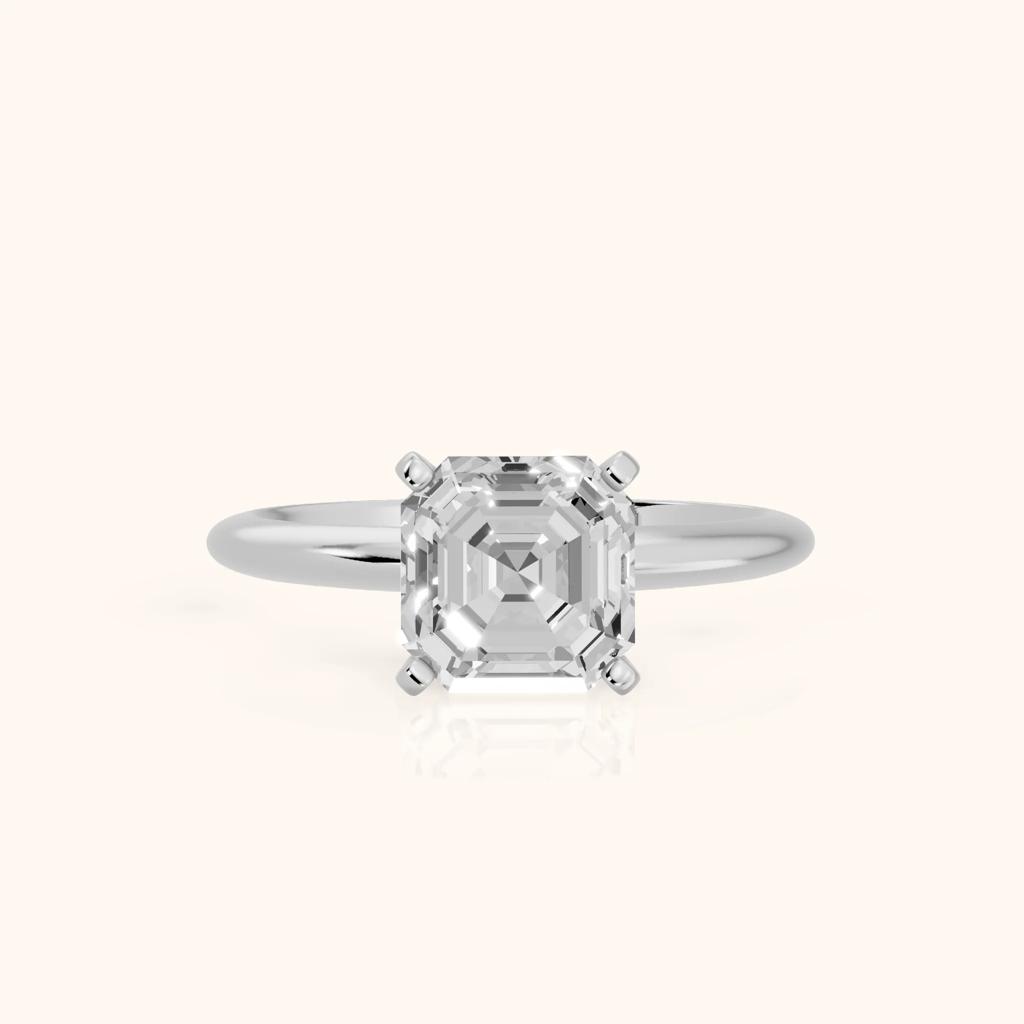Giulia Solitaire Asscher Diamond Engagement Ring in Silver — view 1