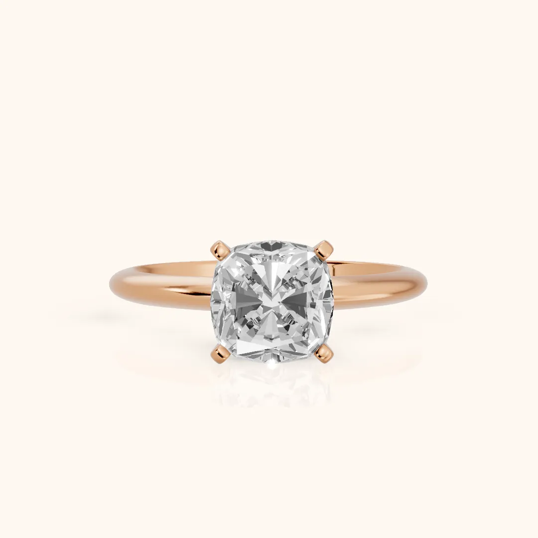 Giulia Solitaire Cushion Diamond Engagement Ring in Rose Gold — view 2