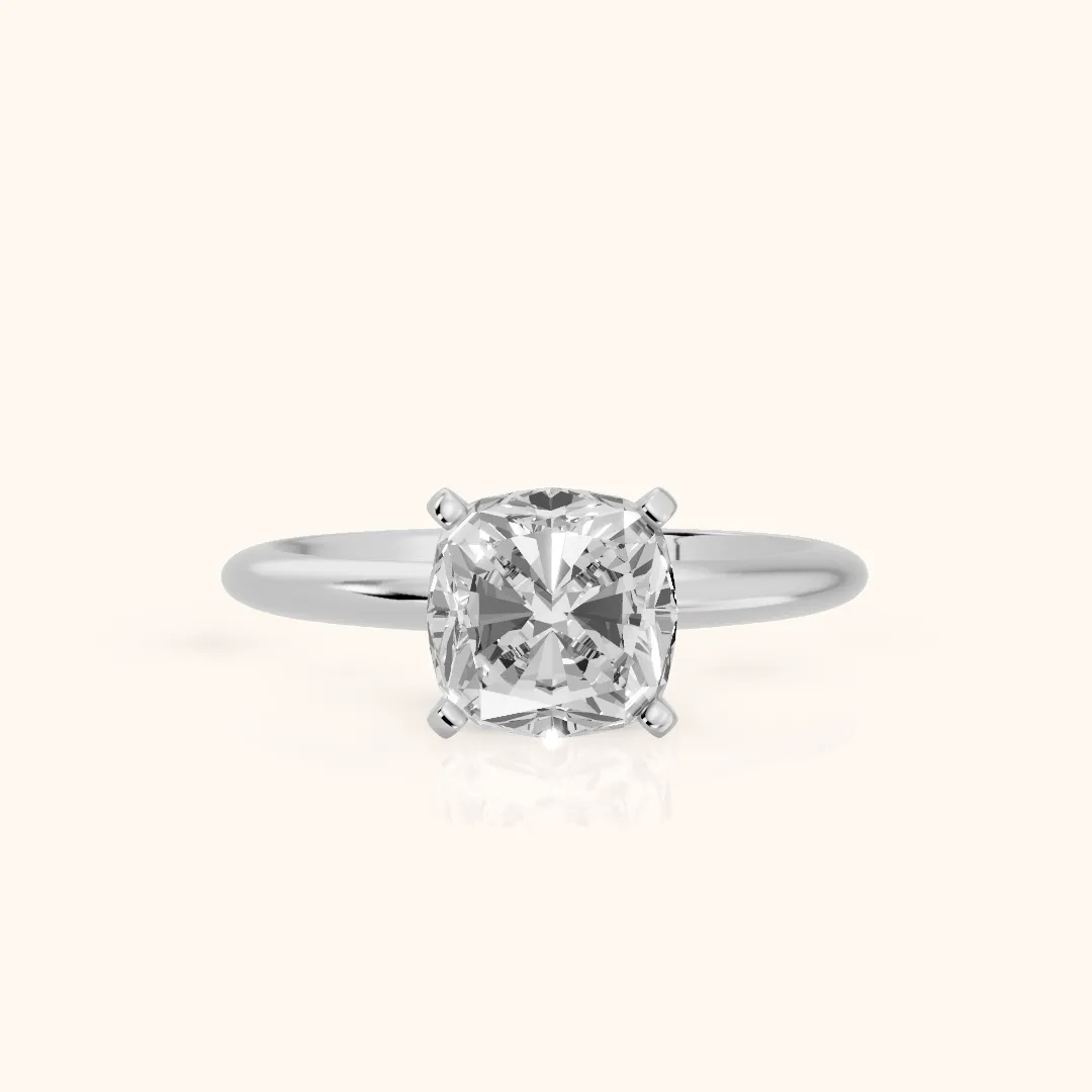 Giulia Solitaire Cushion Diamond Engagement Ring in Silver — view 2