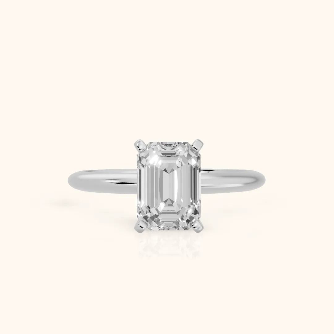 Giulia Solitaire Emerald Diamond Engagement Ring in Platinum — view 2