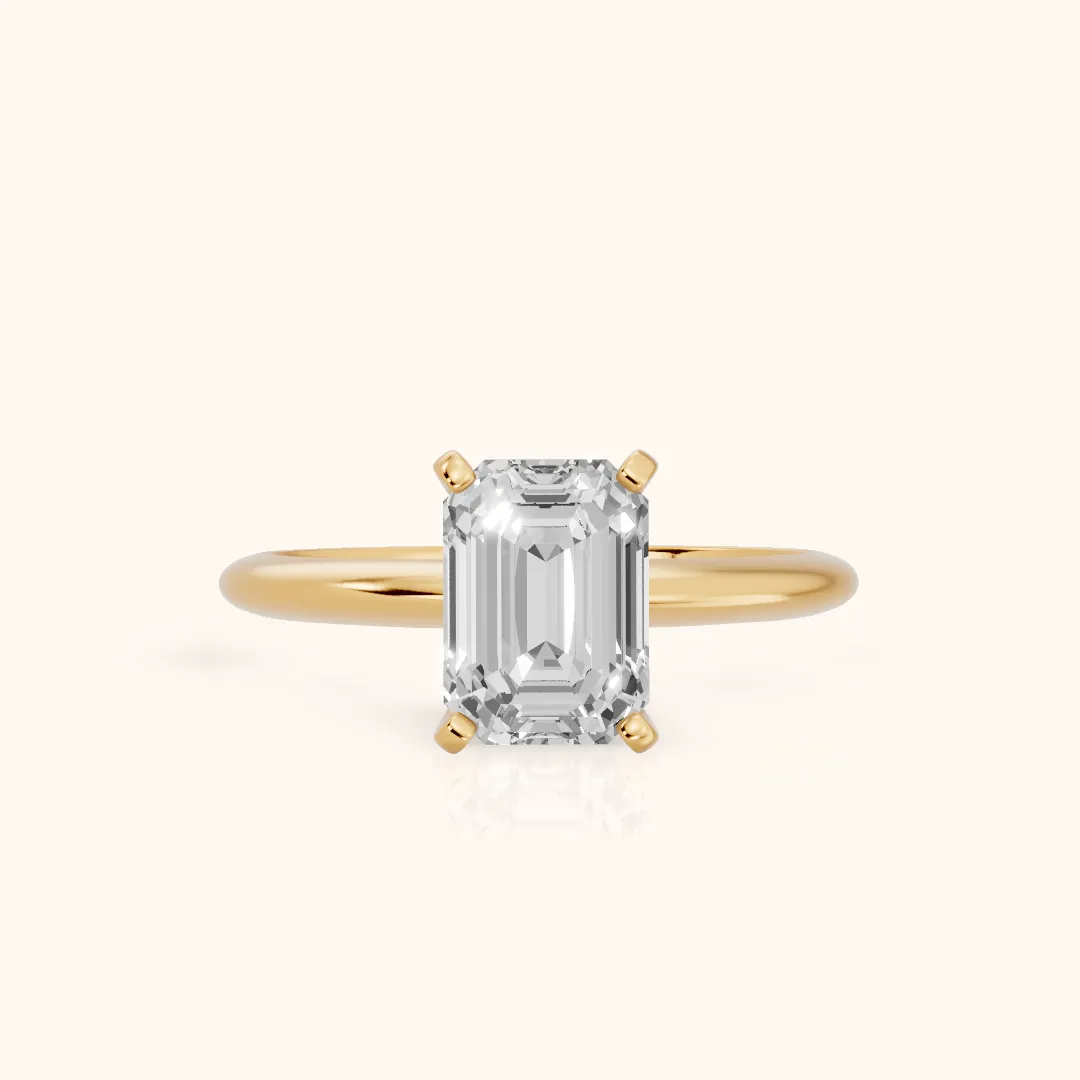 Giulia Solitaire Emerald Diamond Engagement Ring in Yellow Gold — view 2