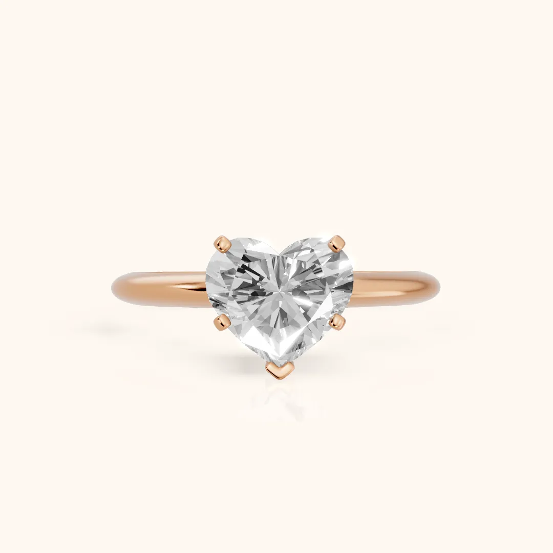 Giulia Solitaire Heart Diamond Engagement Ring in Rose Gold — view 2