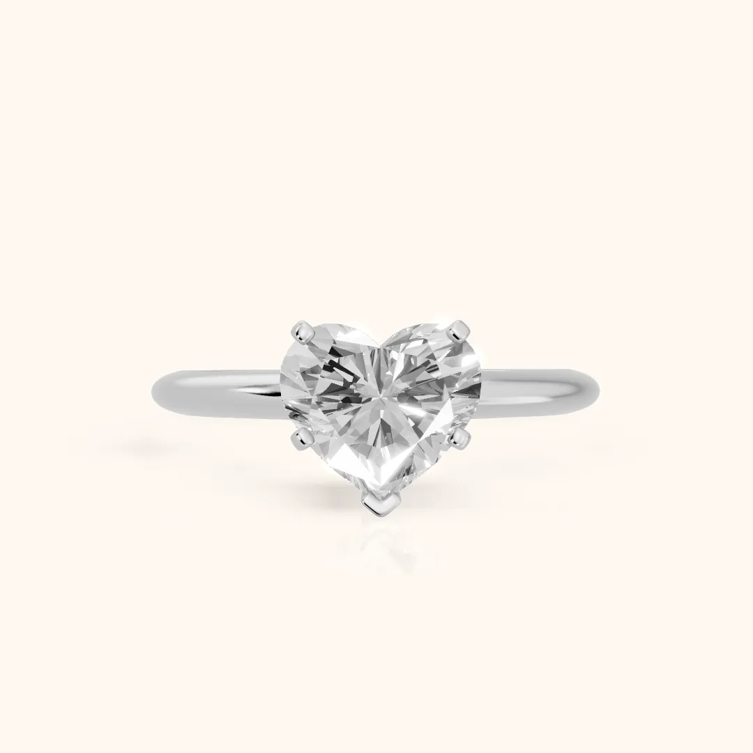 Giulia Solitaire Heart Diamond Engagement Ring in Silver — view 2