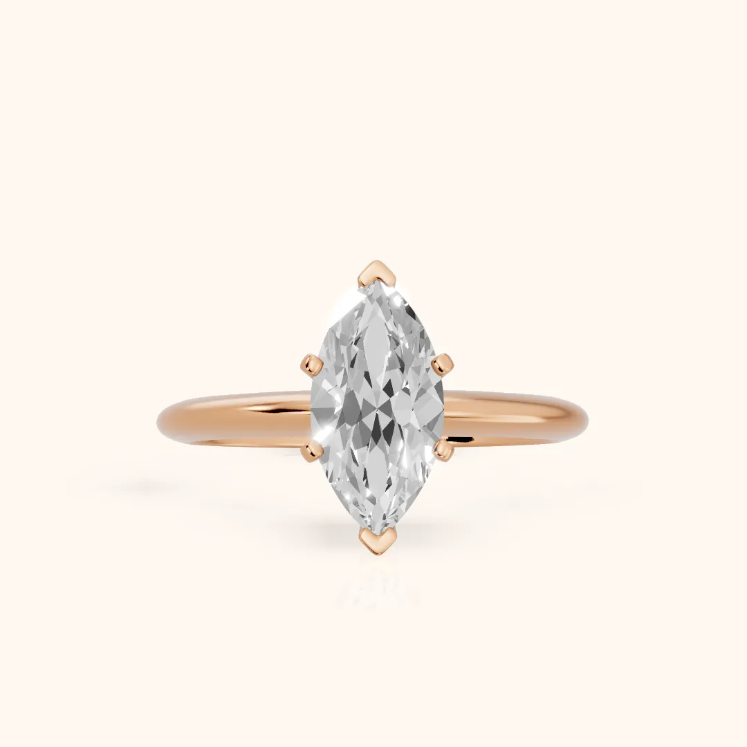 Giulia Solitaire Marquise Diamond Engagement Ring in Rose Gold — view 2