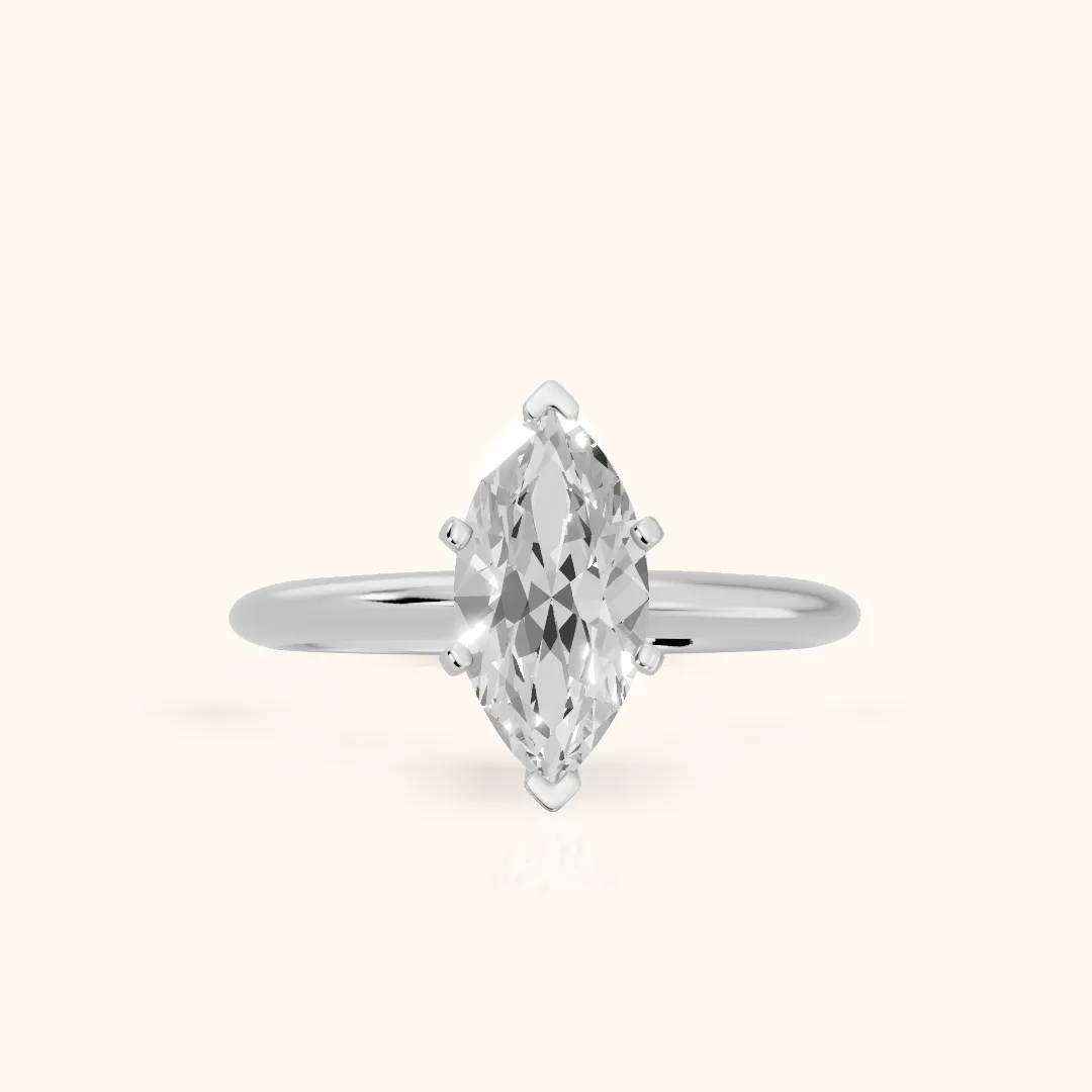 Giulia Solitaire Marquise Diamond Engagement Ring in Platinum — view 2
