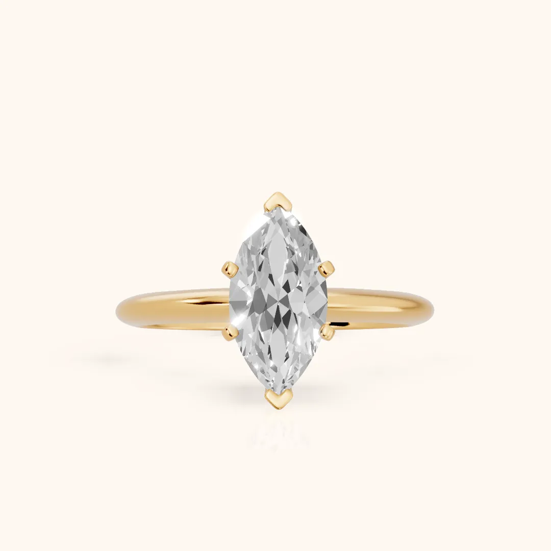 Giulia Solitaire Marquise Diamond Engagement Ring in Yellow Gold — view 2