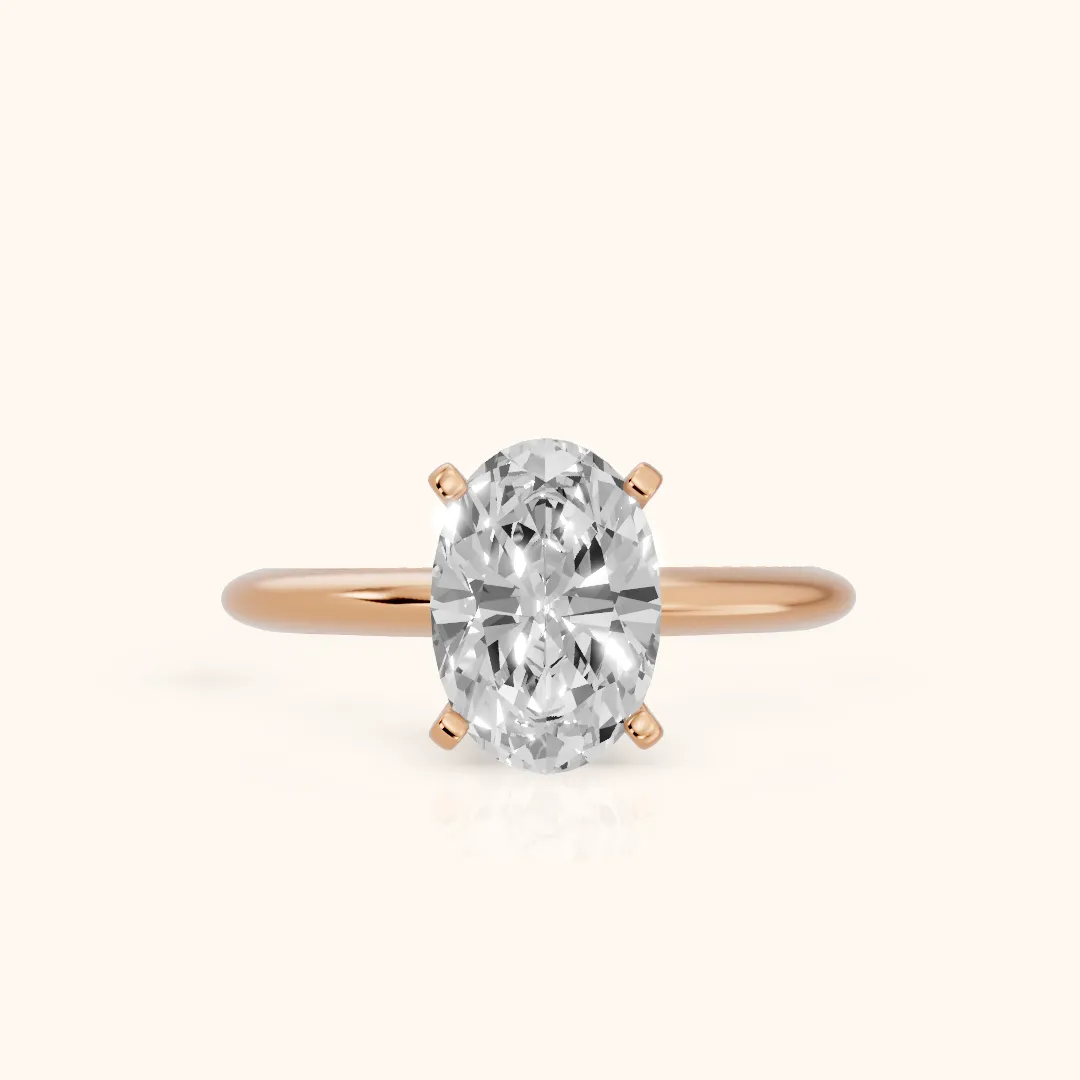 Giulia Solitaire Oval Diamond Engagement Ring in Rose Gold — view 2