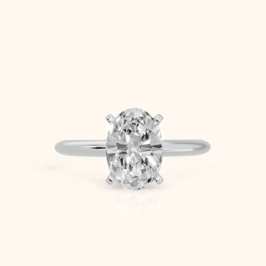 Giulia Solitaire Oval Diamond Engagement Ring in Silver — view 2