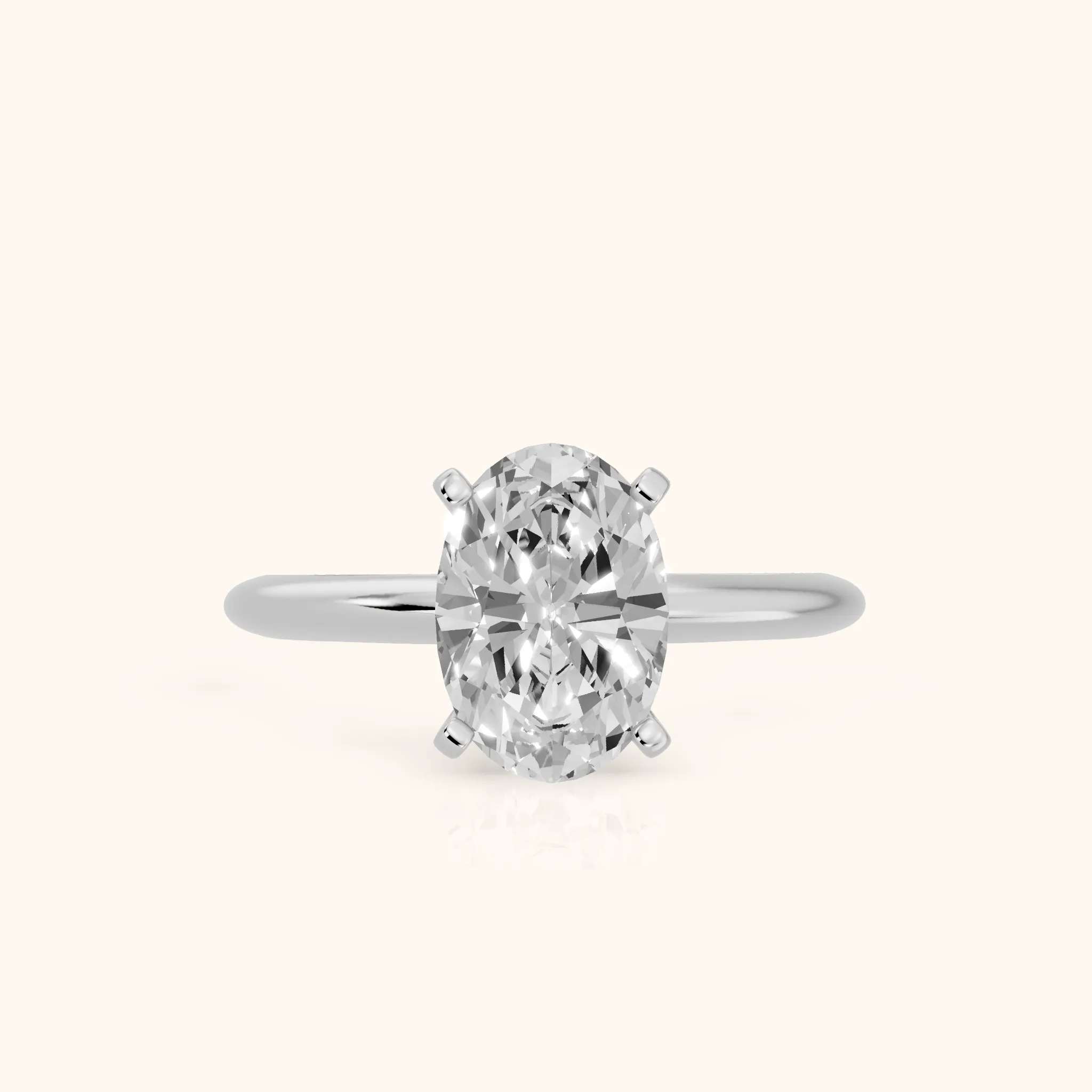 Giulia Solitaire Oval Diamond Engagement Ring in Silver — view 1