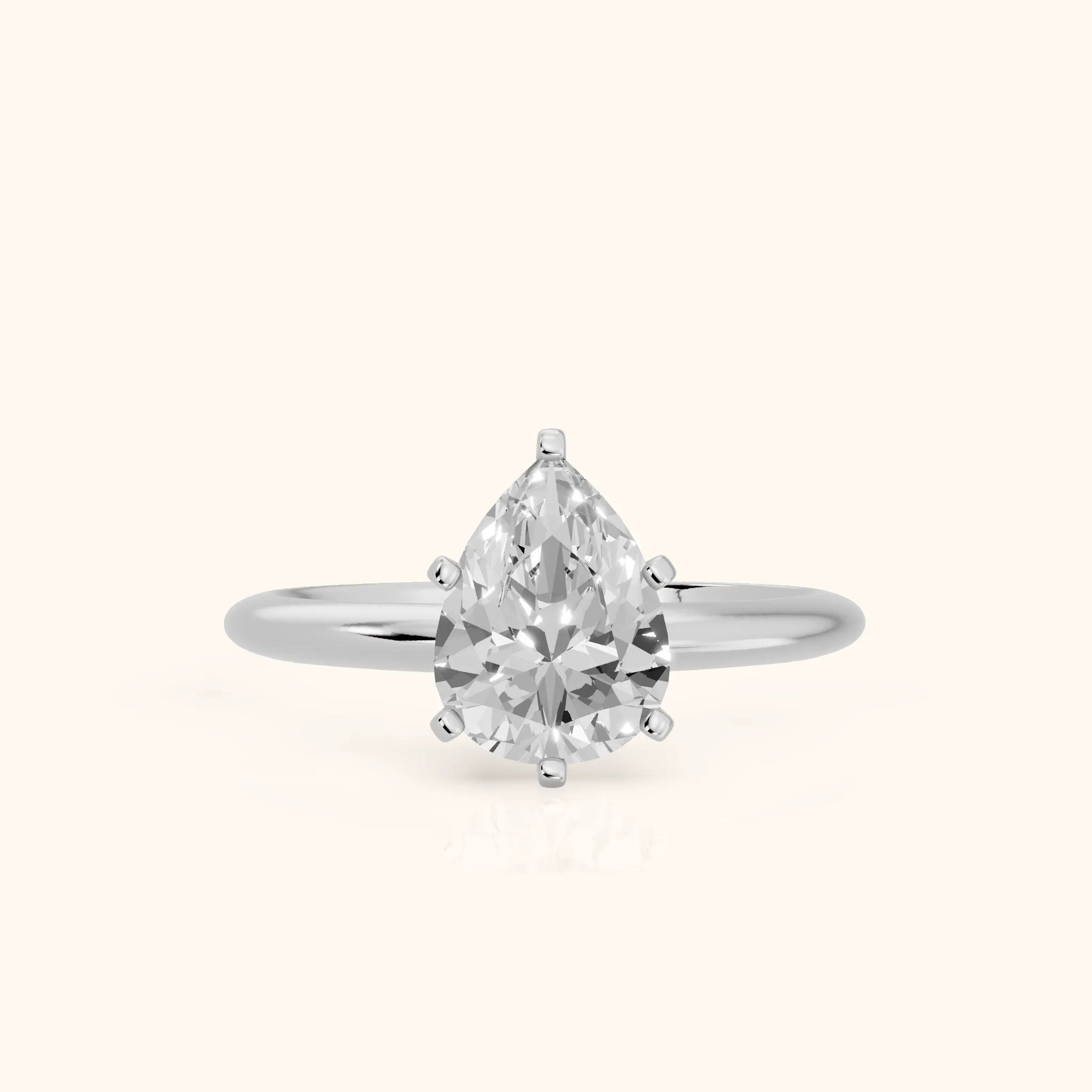 Giulia Solitaire Pear Diamond Engagement Ring in Silver — view 1
