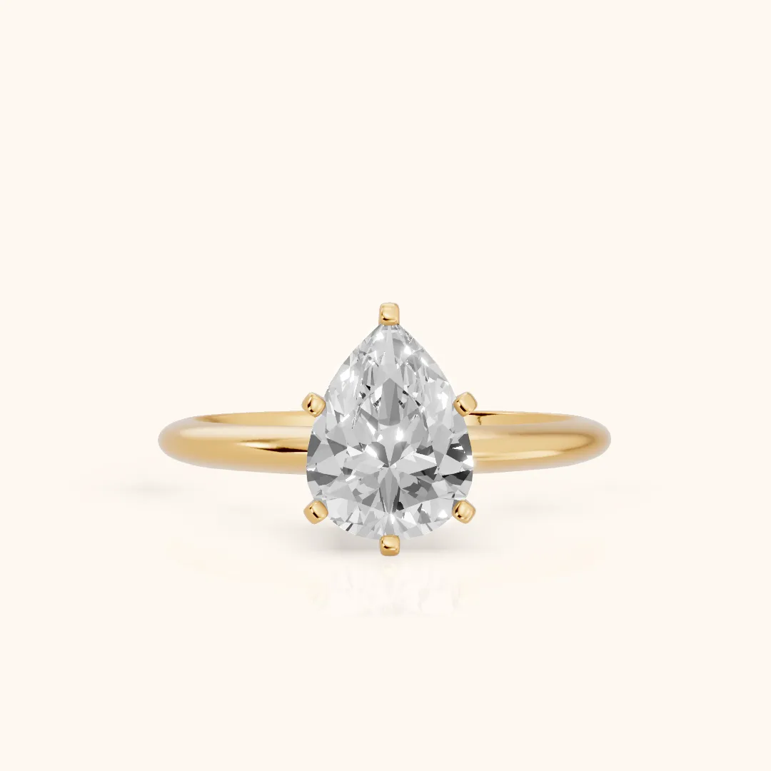 Giulia Solitaire Pear Diamond Engagement Ring in Yellow Gold — view 2