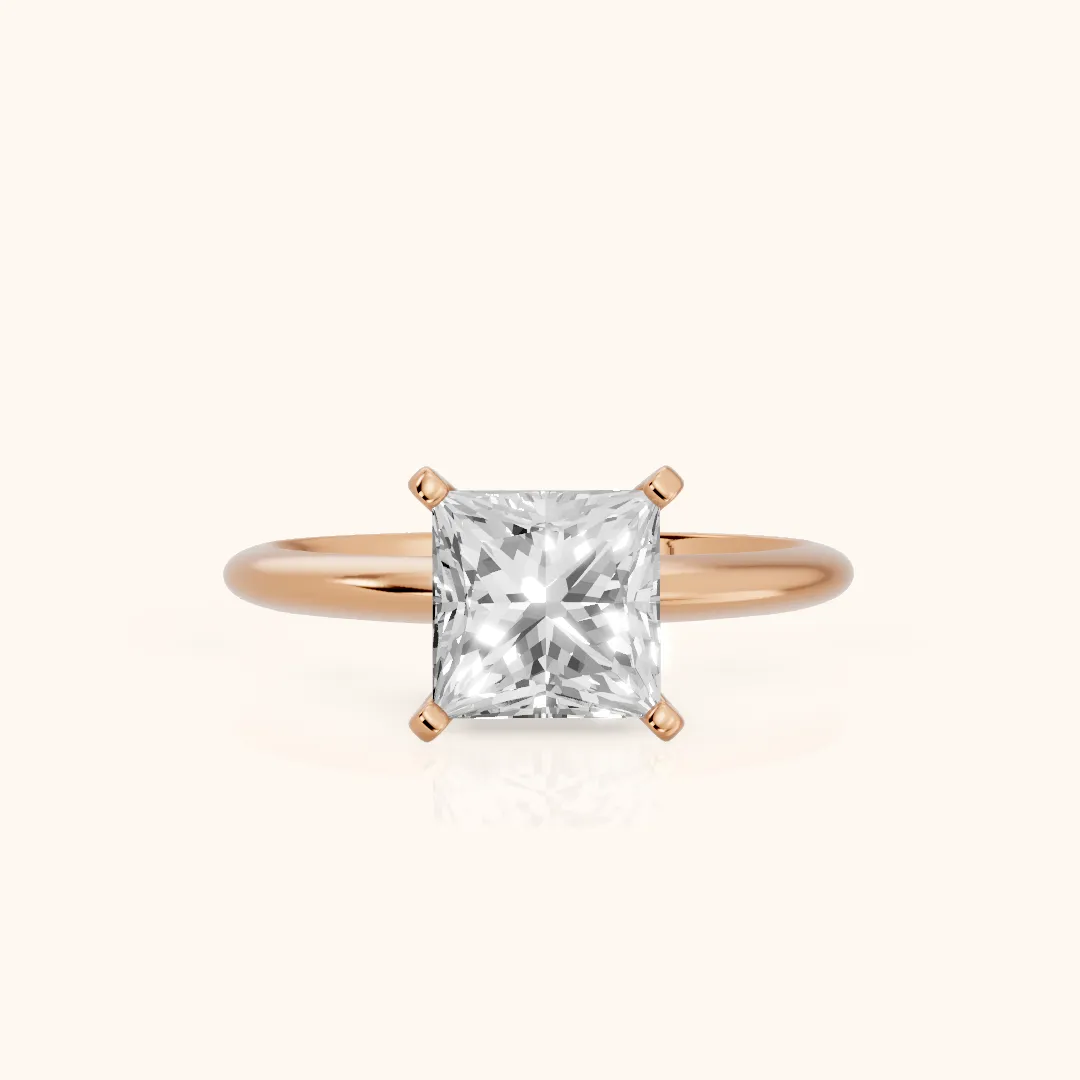 Giulia Solitaire Princess Diamond Engagement Ring in Rose Gold — view 2