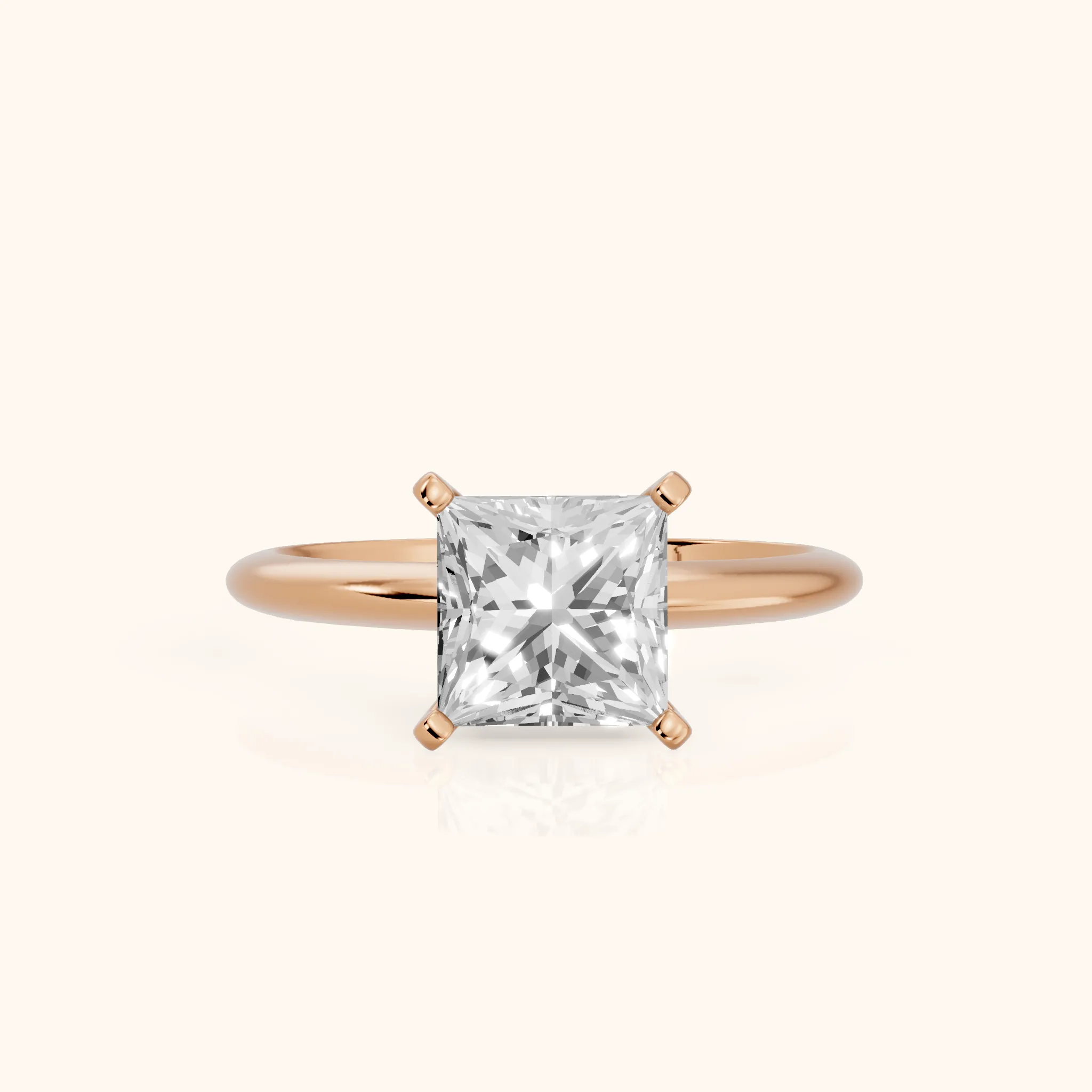 Giulia Solitaire Princess Diamond Engagement Ring in Rose Gold — view 1