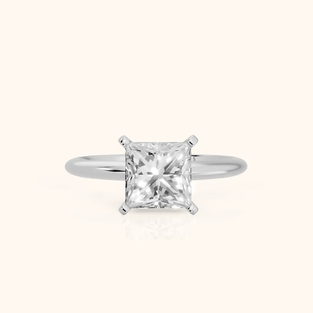 Giulia Solitaire Princess Diamond Engagement Ring in Silver — view 2