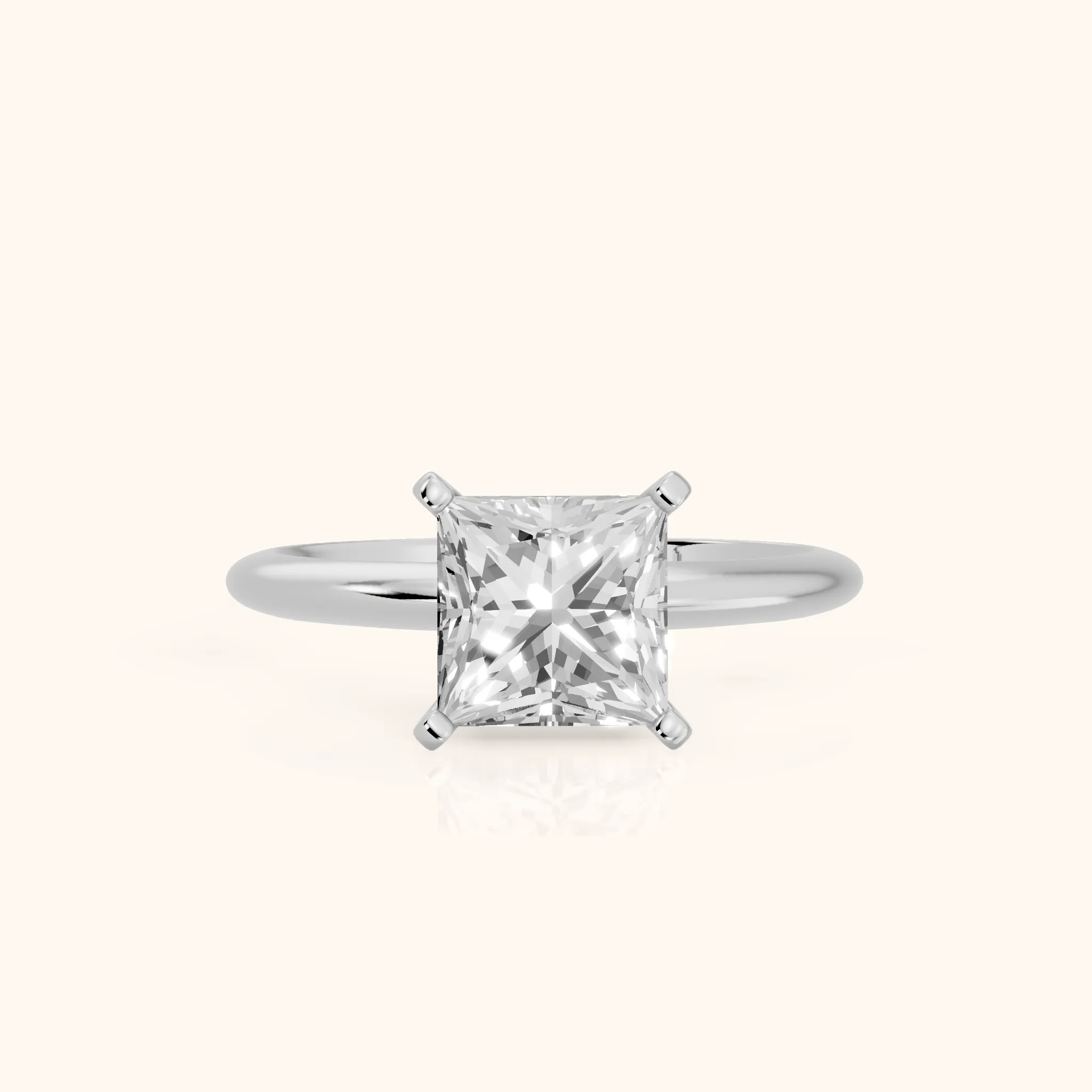 Giulia Solitaire Princess Diamond Engagement Ring in Silver — view 1