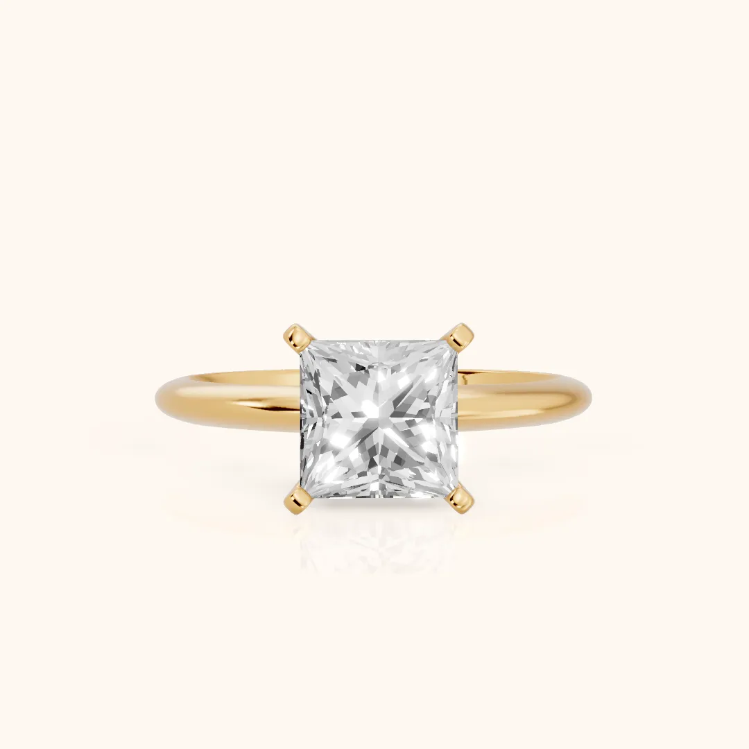 Giulia Solitaire Princess Diamond Engagement Ring in Yellow Gold — view 2
