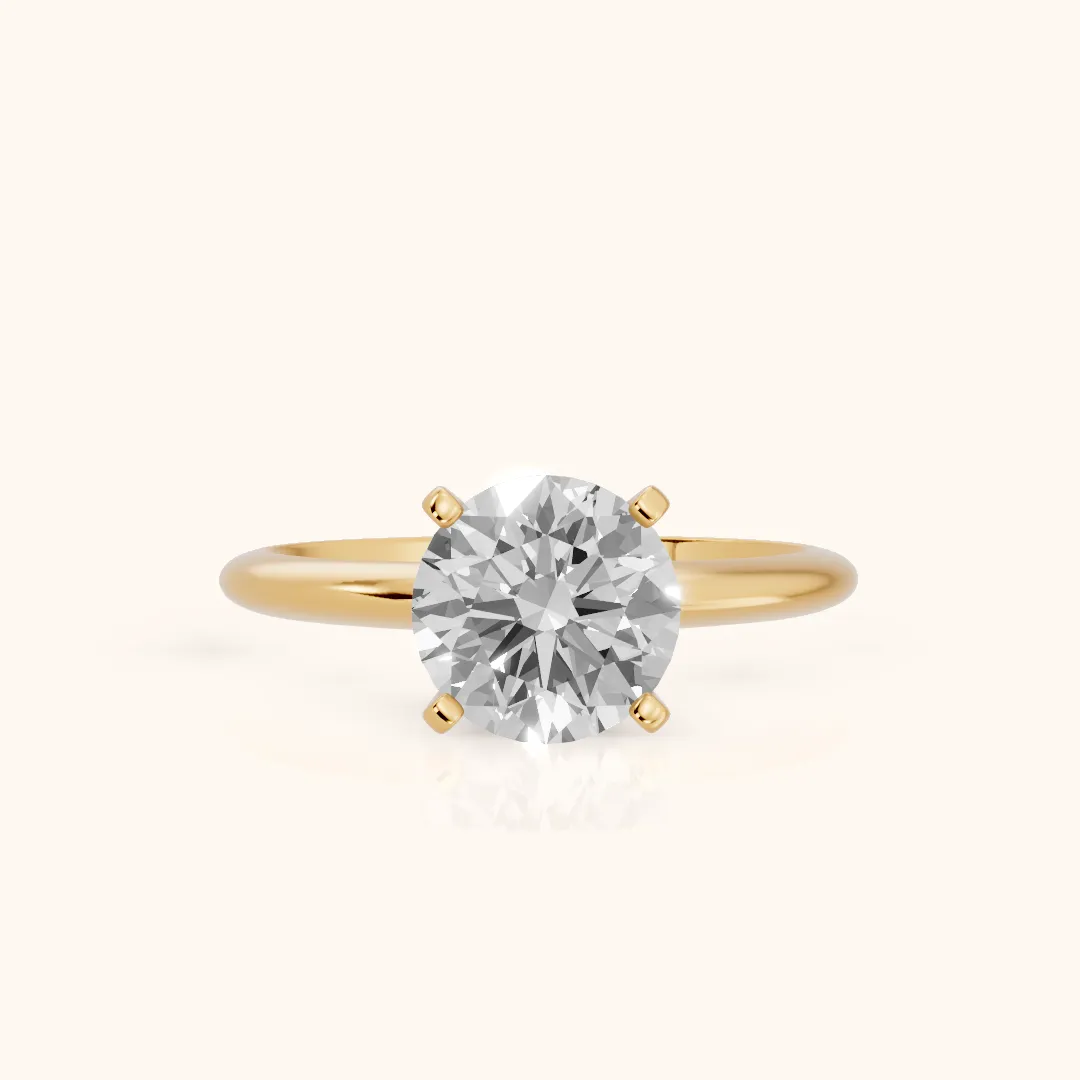 Giulia Solitaire Round Diamond Engagement Ring in Yellow Gold — view 2