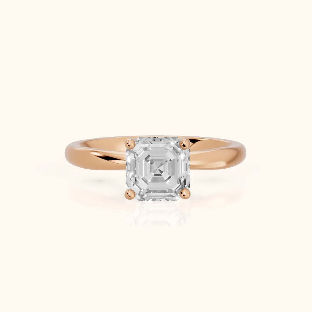 Ana Ribbon Solitaire Asscher Diamond Engagement Ring in Rose Gold — view 2