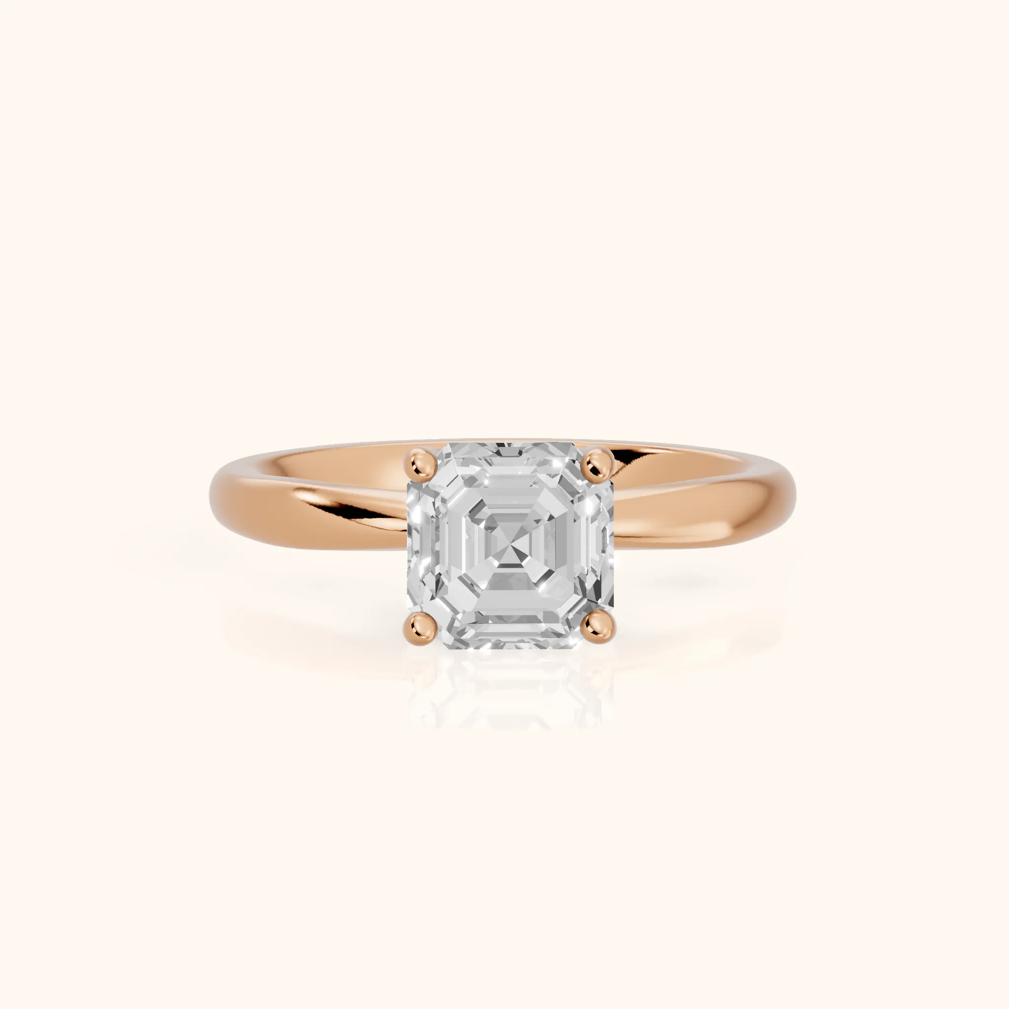 Ana Ribbon Solitaire Asscher Diamond Engagement Ring in Rose Gold — view 1