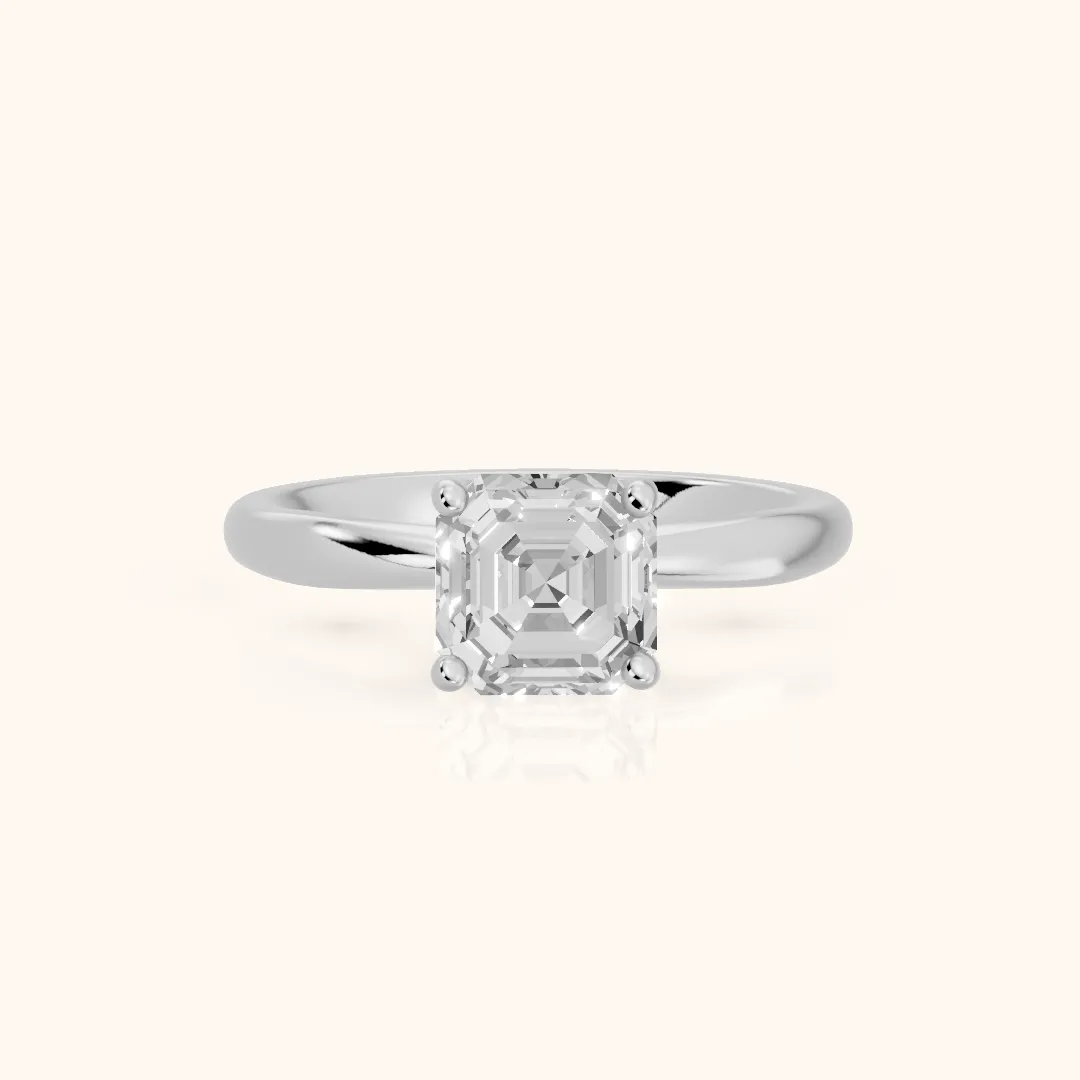 Ana Ribbon Solitaire Asscher Diamond Engagement Ring in Platinum — view 2