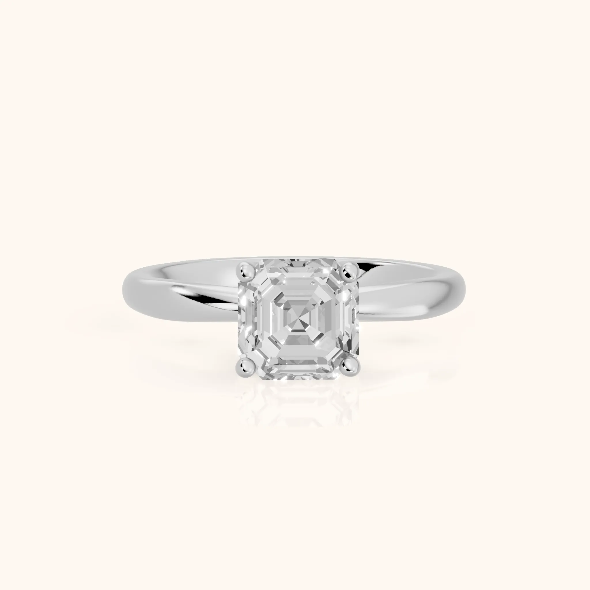 Ana Ribbon Solitaire Asscher Diamond Engagement Ring in Platinum — view 1